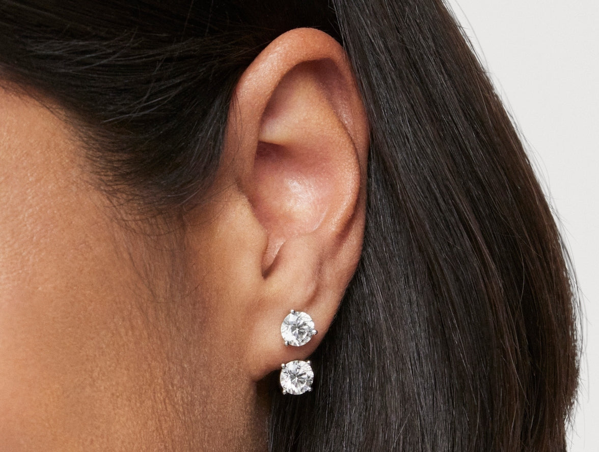 Lab-Grown Diamond 2ct. tw. Round Brilliant Solitaire Ear Jacket Earrings | White - Image 4