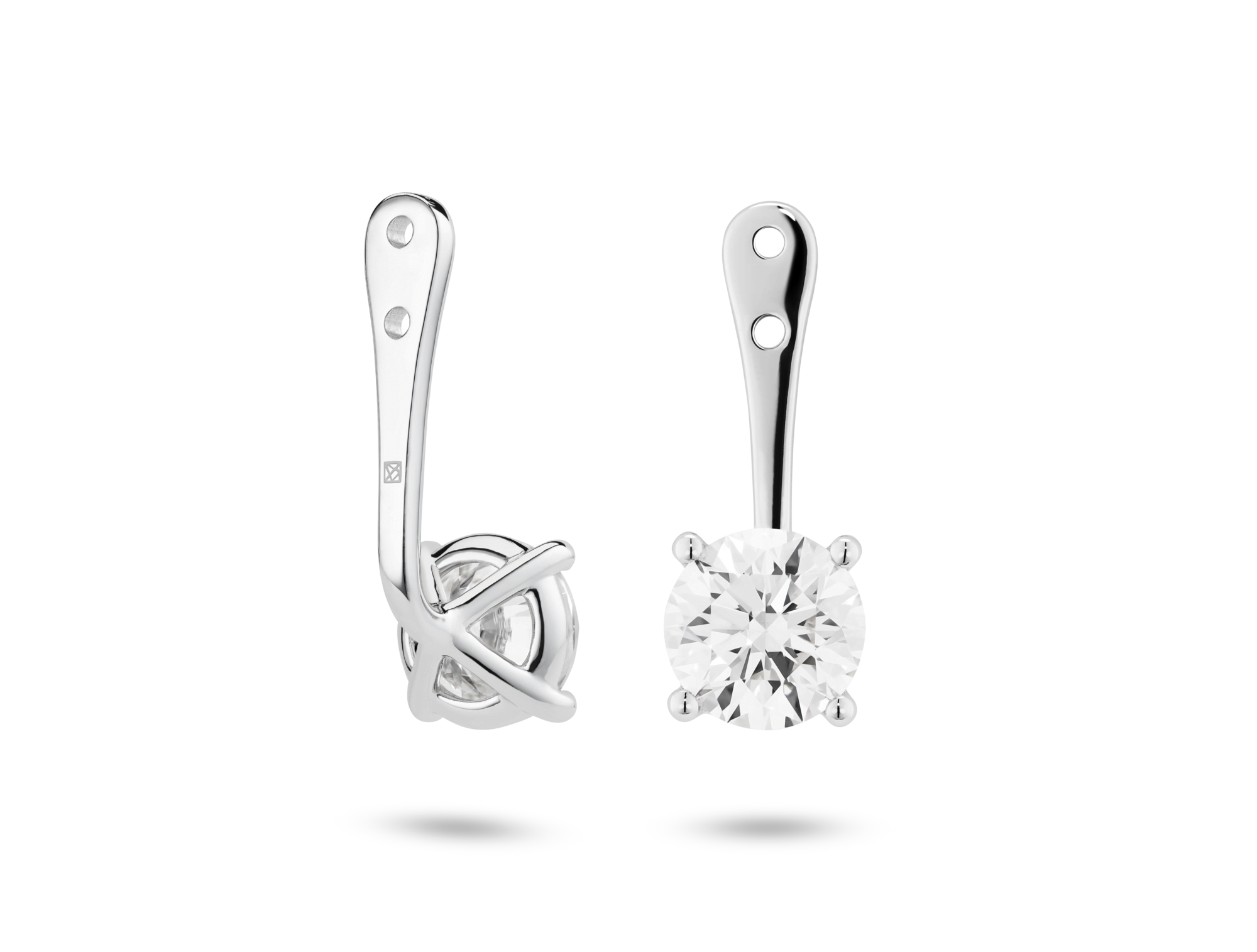 Lab-Grown Diamond 2ct. tw. Round Brilliant Solitaire Ear Jacket Earrings | White - Image 3