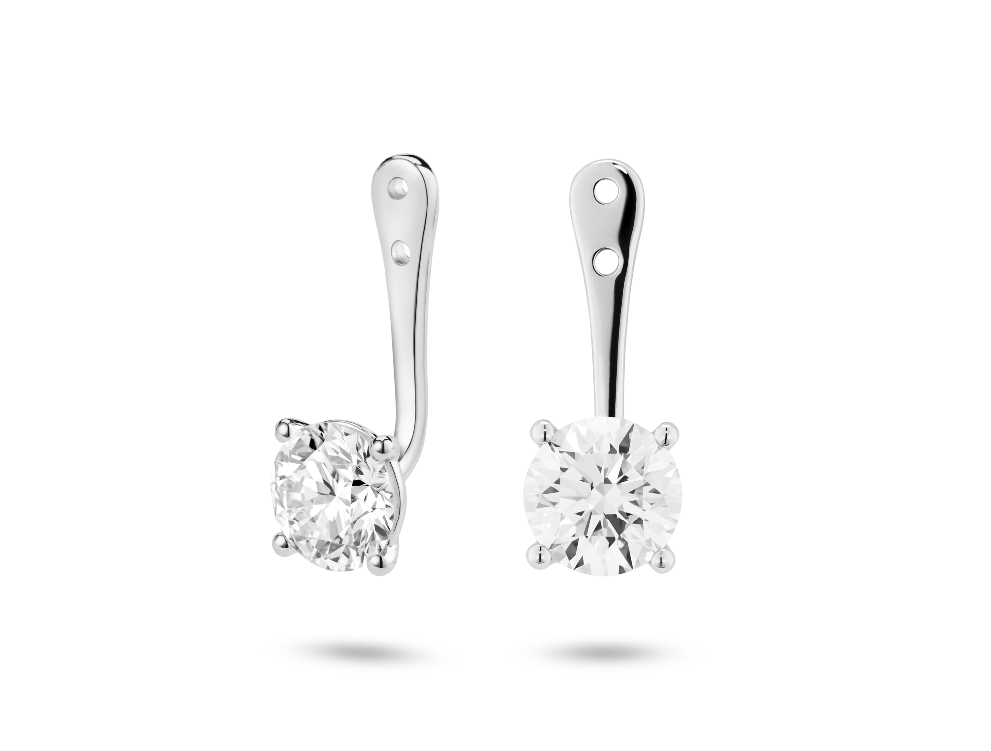 Lab-Grown Diamond 2ct. tw. Round Brilliant Solitaire Ear Jacket Earrings | White - Image 2