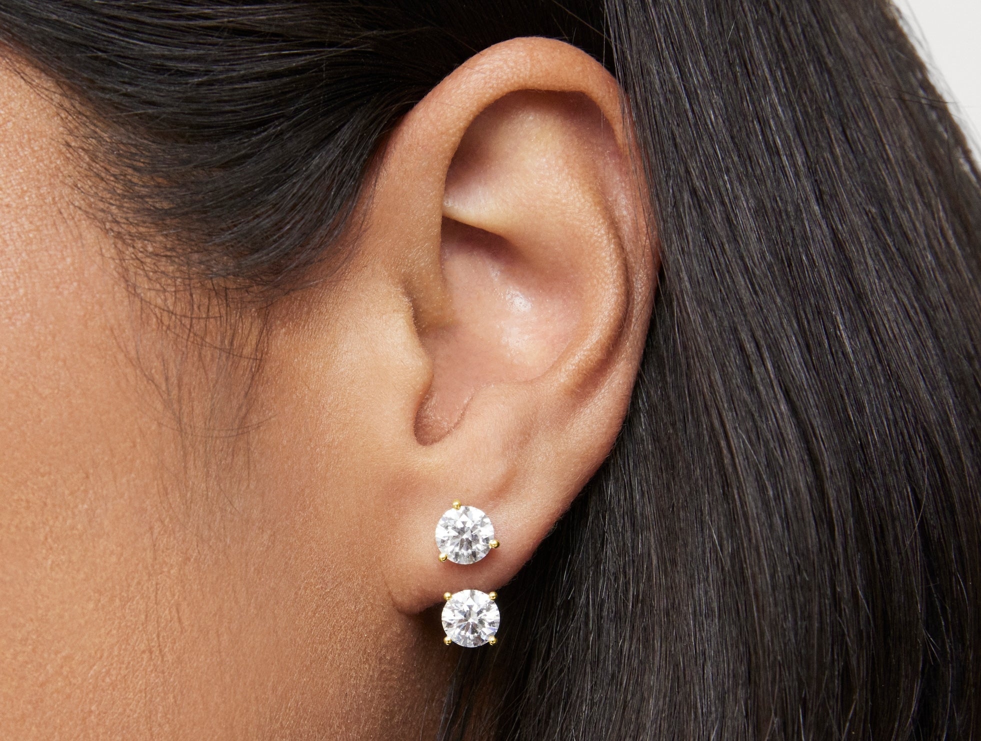 Lab-Grown Diamond 2ct. tw. Round Brilliant Solitaire Ear Jacket Earrings | White - Image 9