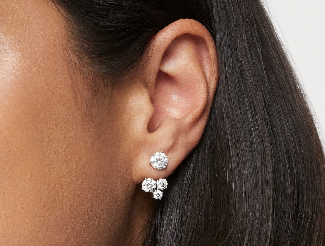 Lab-Grown Diamond 1⅘ct. tw. Round Brilliant Cluster Ear Jacket Earrings | White - Image 9