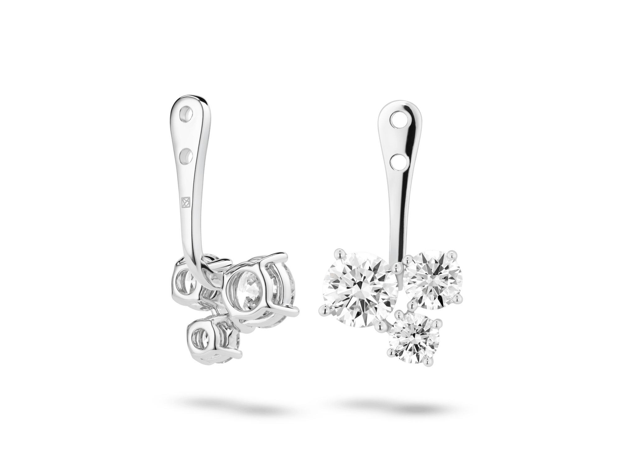 Lab-Grown Diamond 1⅘ct. tw. Round Brilliant Cluster Ear Jacket Earrings | White - Image 7