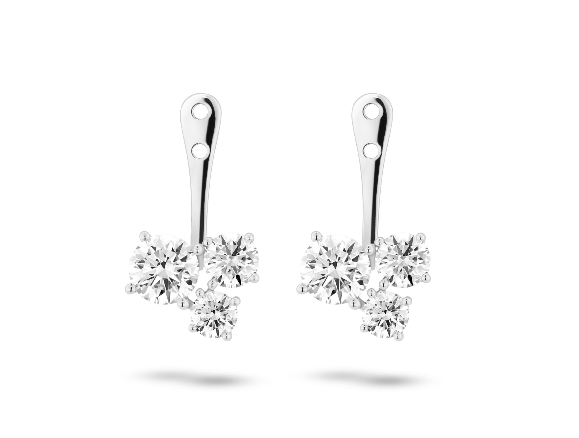 Lab-Grown Diamond 1⅘ct. tw. Round Brilliant Cluster Ear Jacket Earrings | White - Image 6