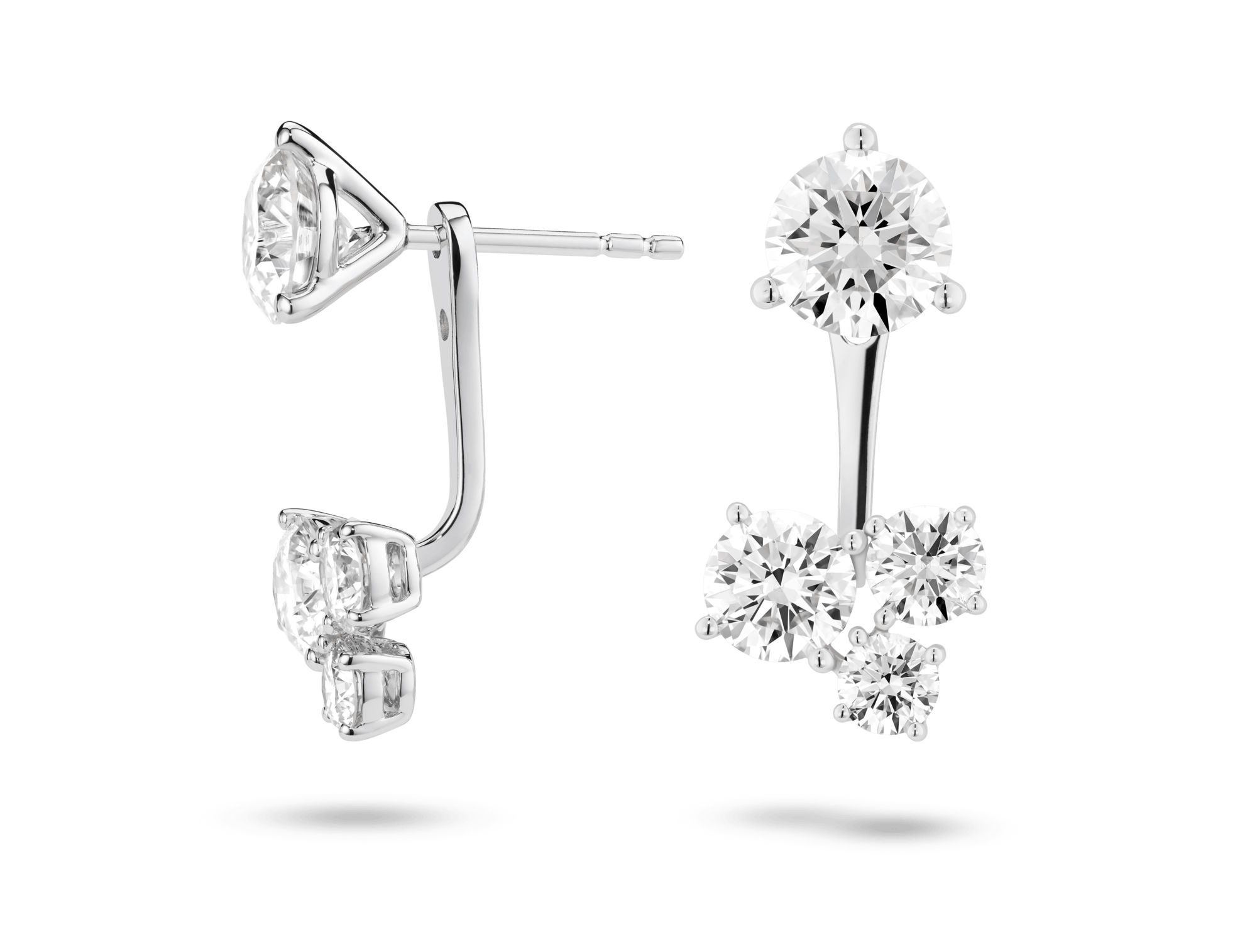 Lab-Grown Diamond 1⅘ct. tw. Round Brilliant Cluster Ear Jacket Earrings | White - Image 8