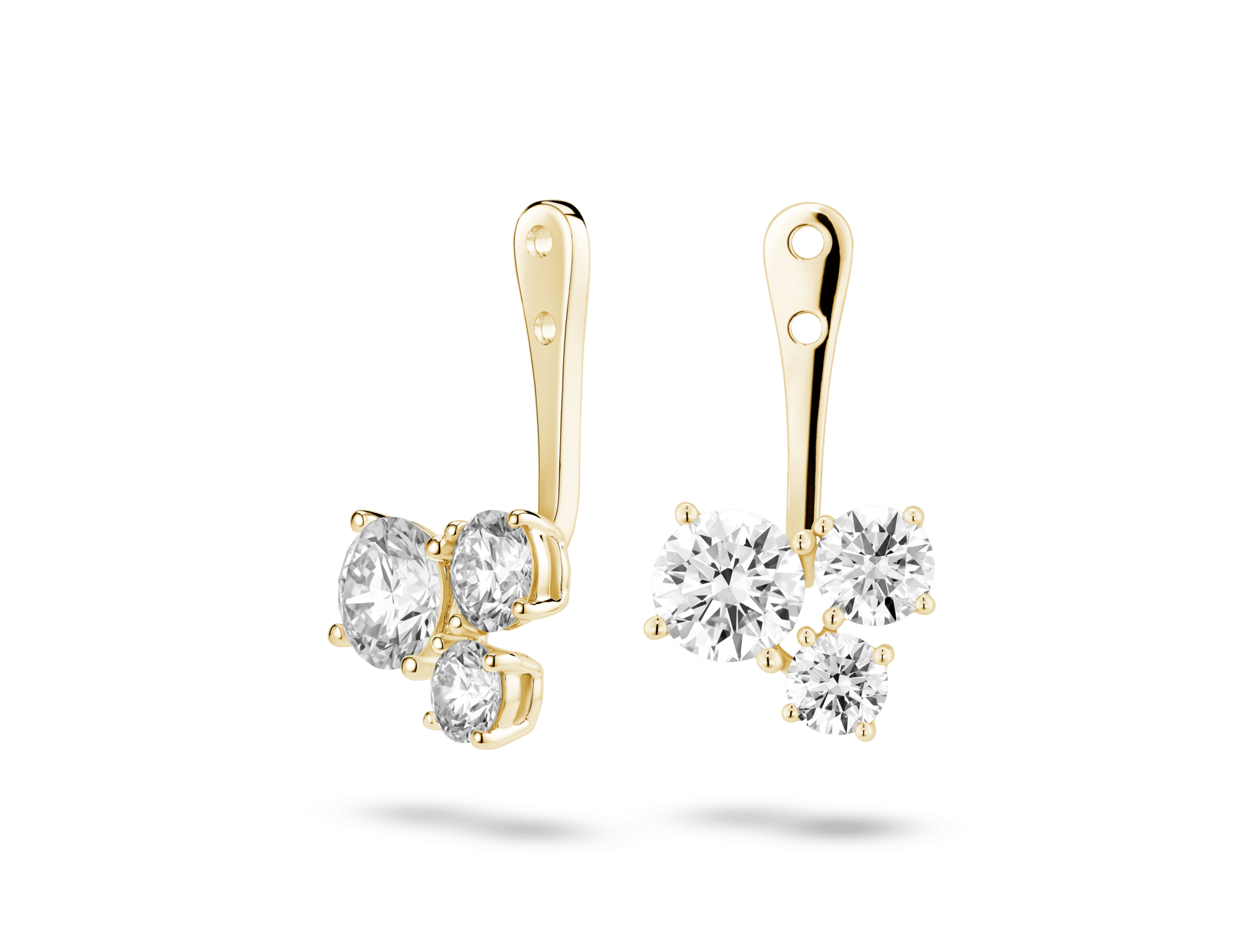 Lab-Grown Diamond 1⅘ct. tw. Round Brilliant Cluster Ear Jacket Earrings | White - Image 2