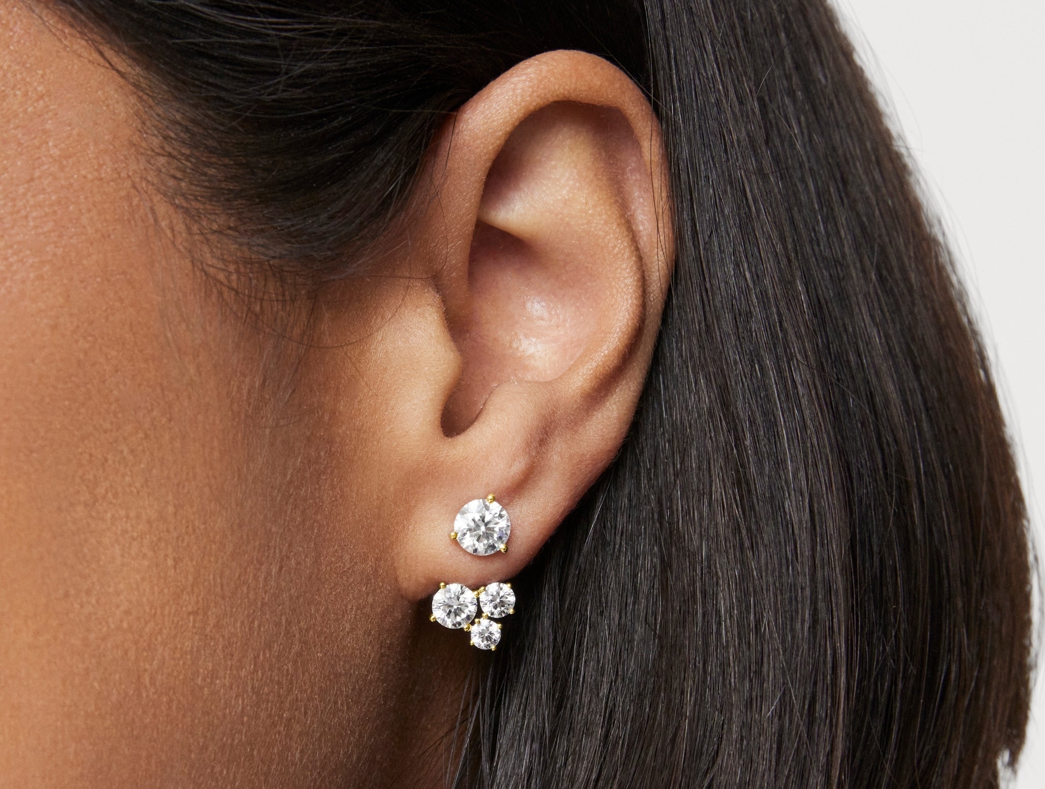 Lab-Grown Diamond 1⅘ct. tw. Round Brilliant Cluster Ear Jacket Earrings | White - Image 4