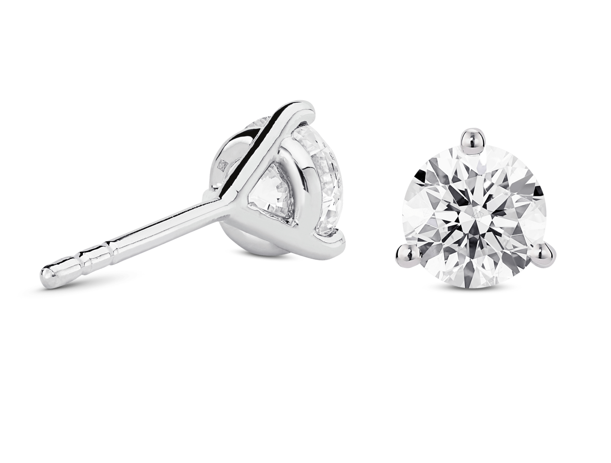 Lab-Grown Diamond 2ct. tw. Round Brilliant Solitaire 14k Gold Studs | White - Image 3