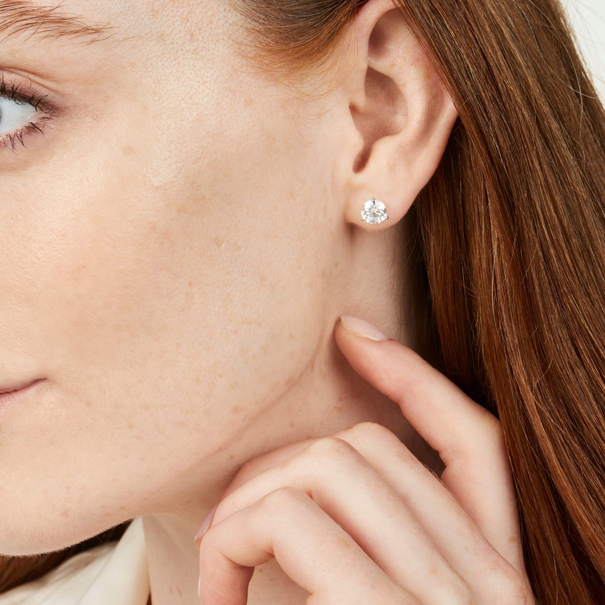 Lab-Grown Diamond 2ct. tw. Round Brilliant Solitaire 14k Gold Studs | White - Image 9