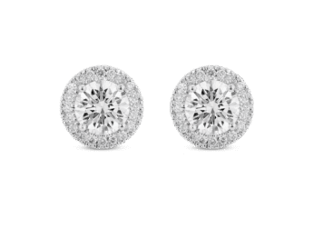 Lab-Grown Diamond 2ct. tw. Halo 14k Gold Earrings | White