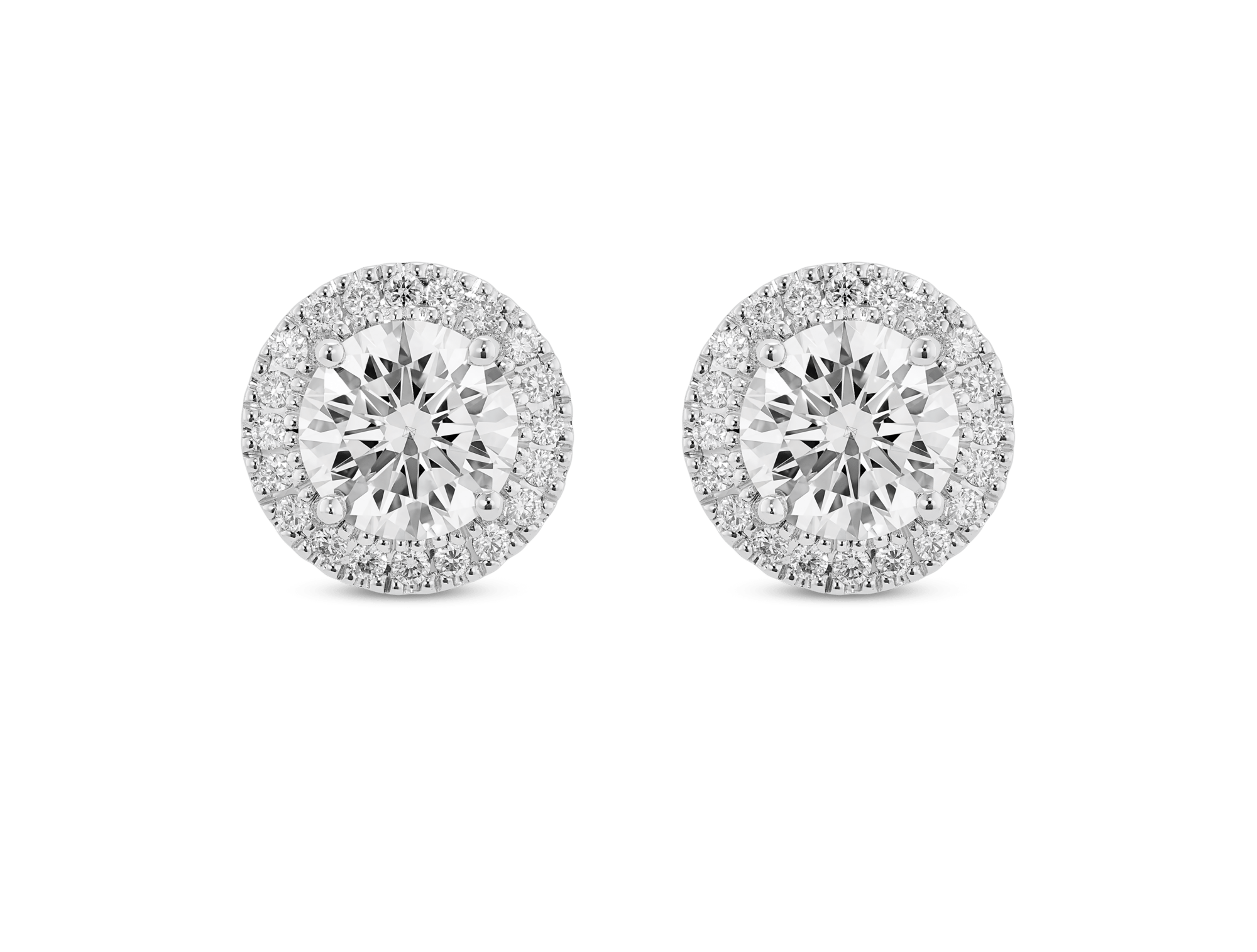 Lab-Grown Diamond 2ct. tw. Halo 14k Gold Earrings | White