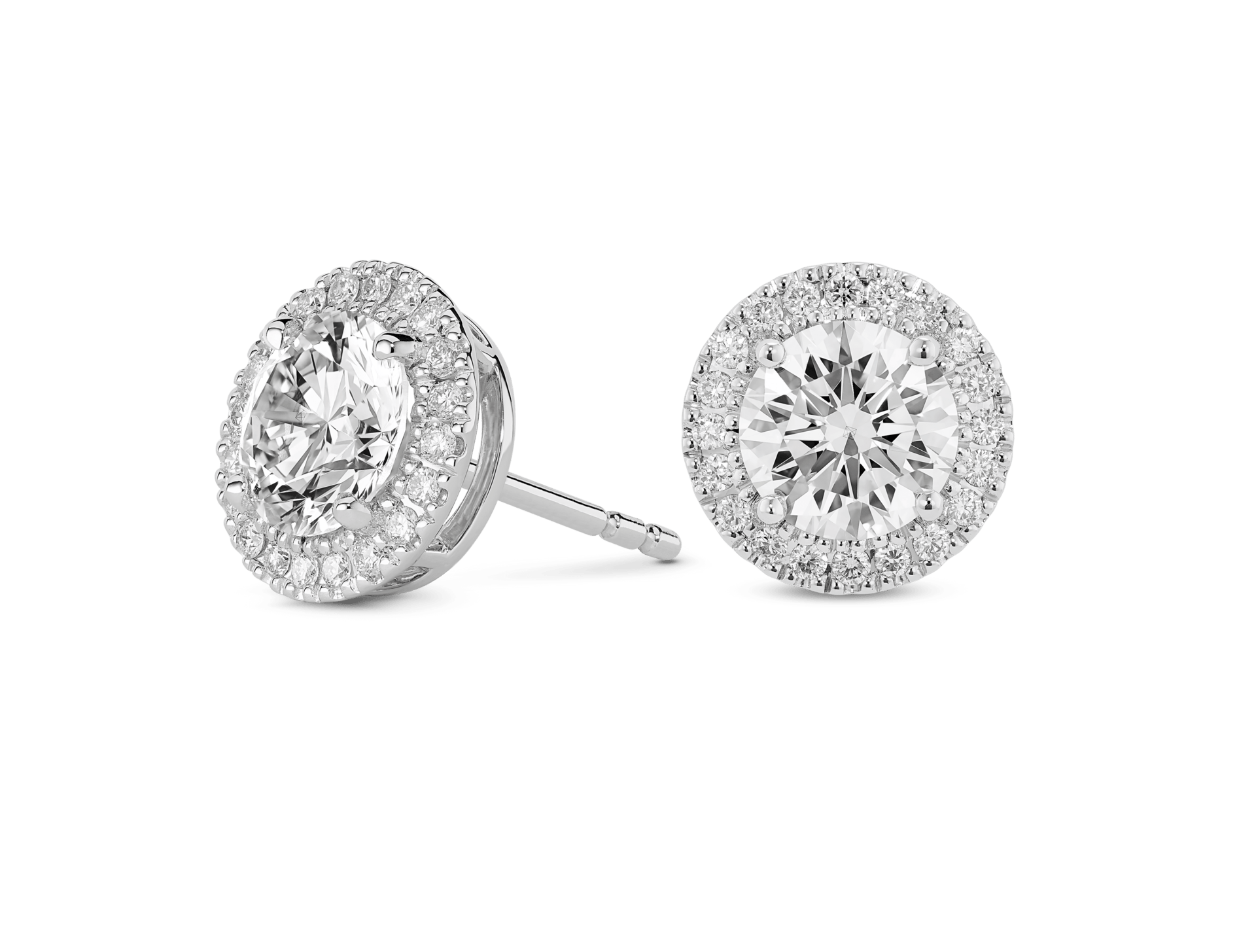Lab-Grown Diamond 2ct. tw. Halo 14k Gold Earrings | White - Image 2