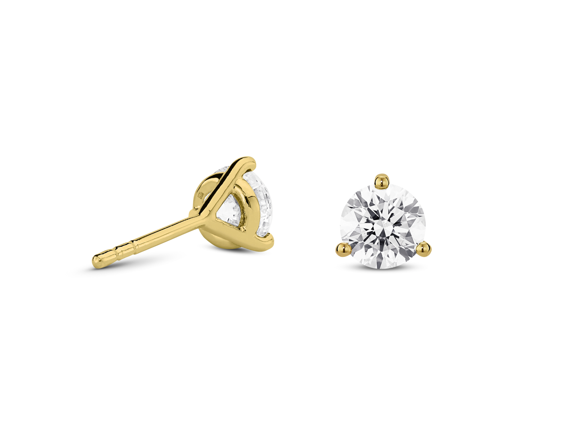 Lab-Grown Diamond 2ct. tw. Round Brilliant Studs and Pendant Yellow Gold Set | White - Image 2