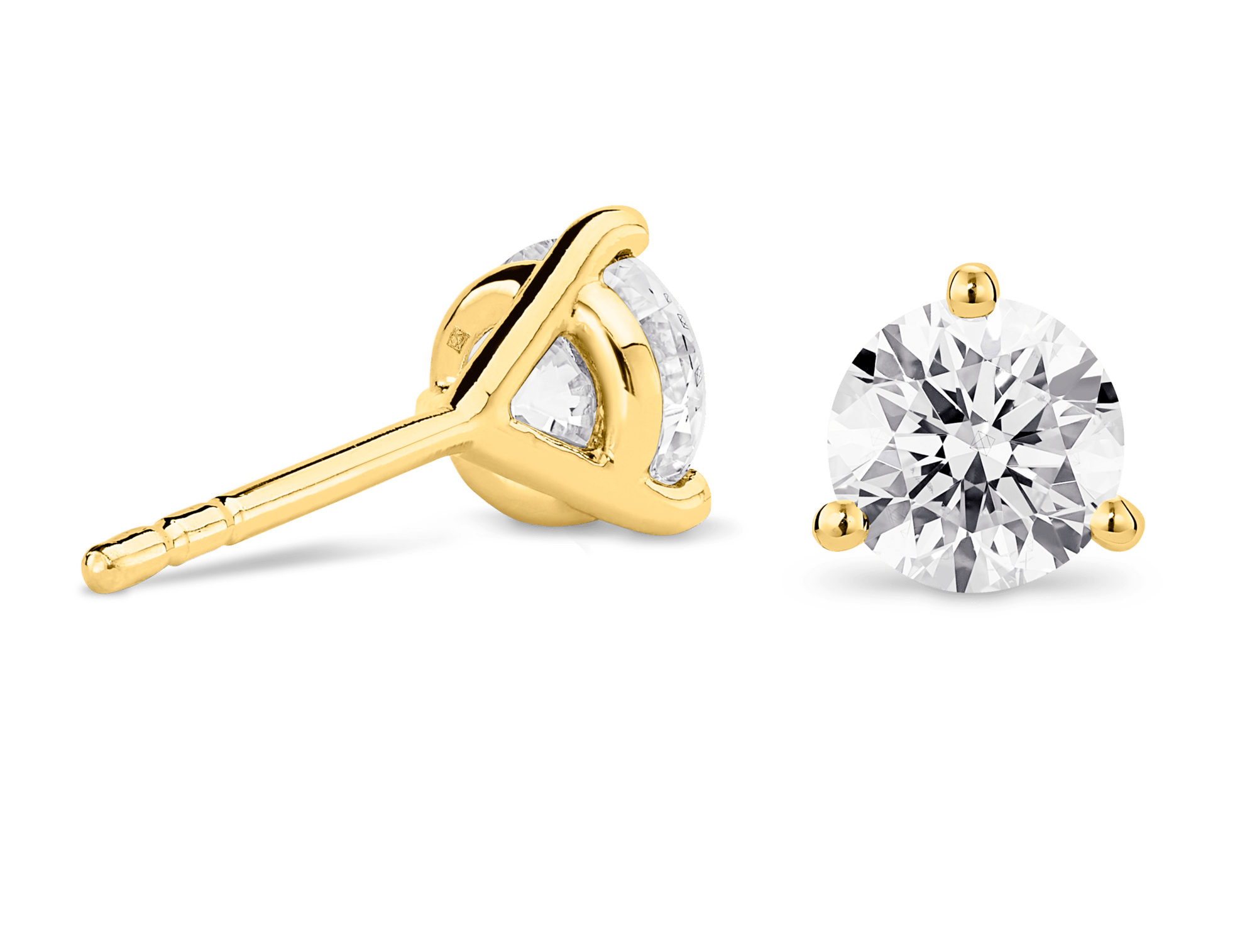 Lab-Grown Diamond 3ct. tw. Round Brilliant Studs and Pendant Yellow Gold Set | White - Image 2