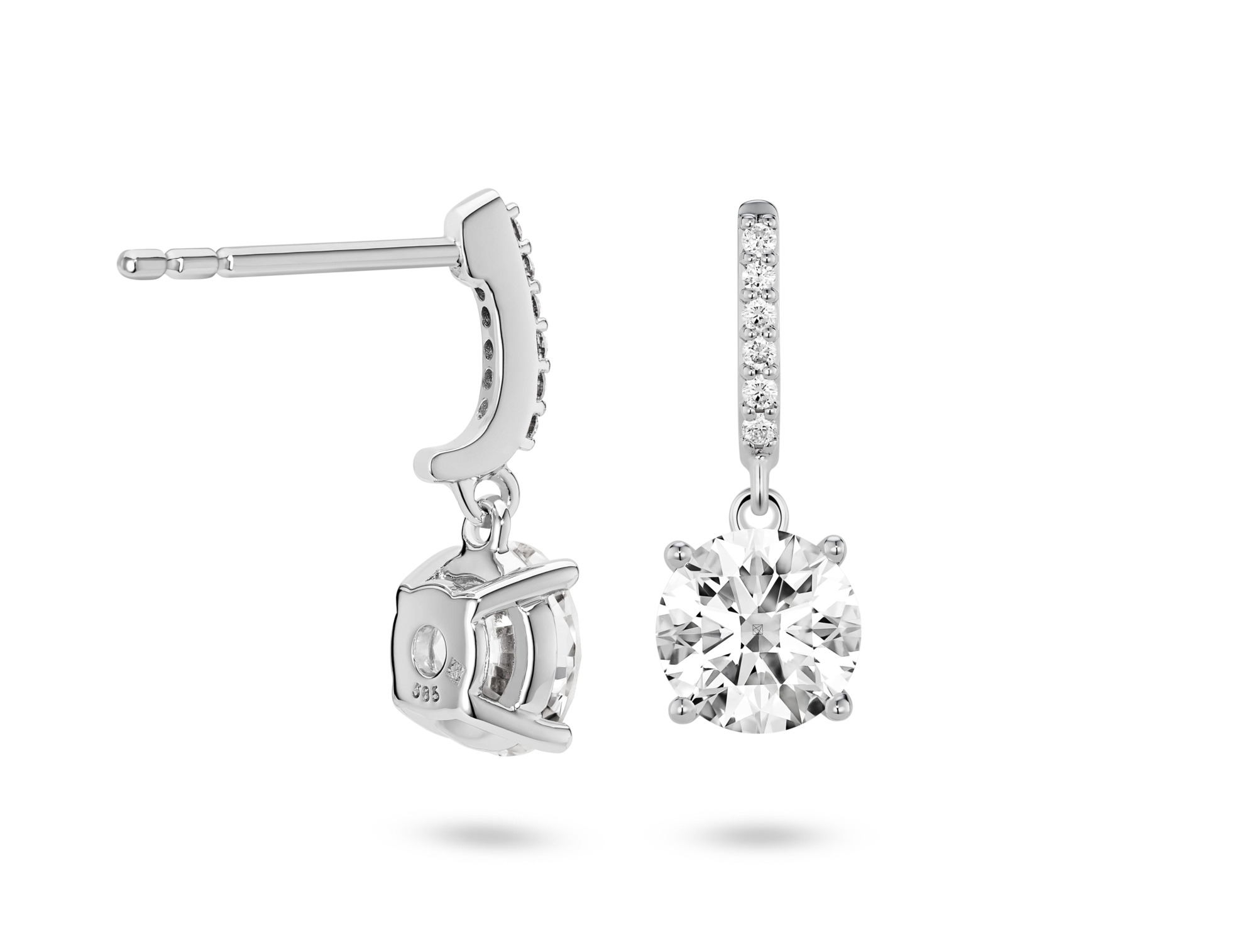 Lab-Grown Diamond 2ct. tw. Round Brilliant Solitaire Drop Earrings | White - Image 2