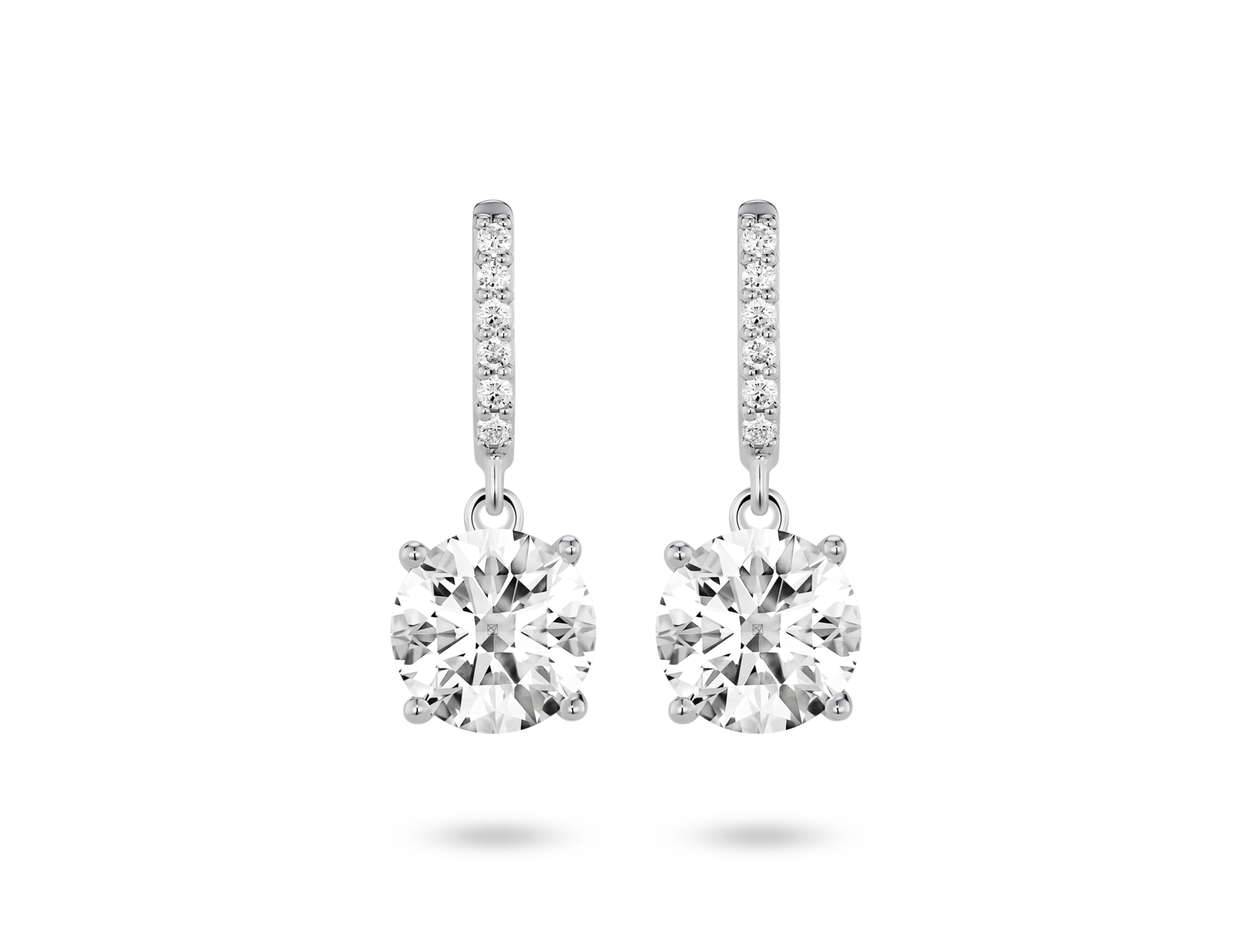 Lab-Grown Diamond 2ct. tw. Round Brilliant Solitaire Drop Earrings | White - Image 5