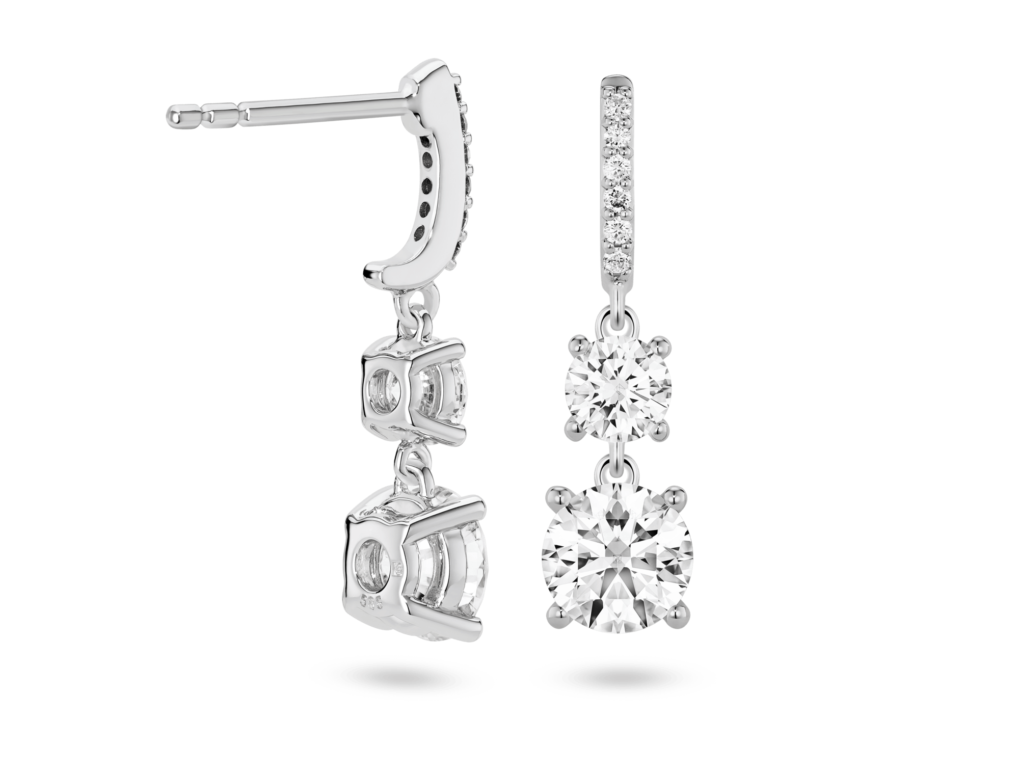 Lab-Grown Diamond 2ct. tw. Round Brilliant Double Drop Earrings | White - Image 2