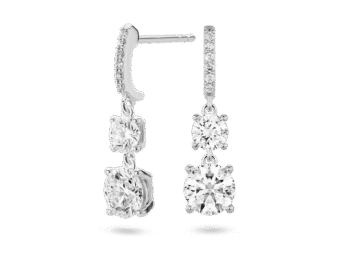 Lab-Grown Diamond 2ct. tw. Round Brilliant Double Drop Earrings | White