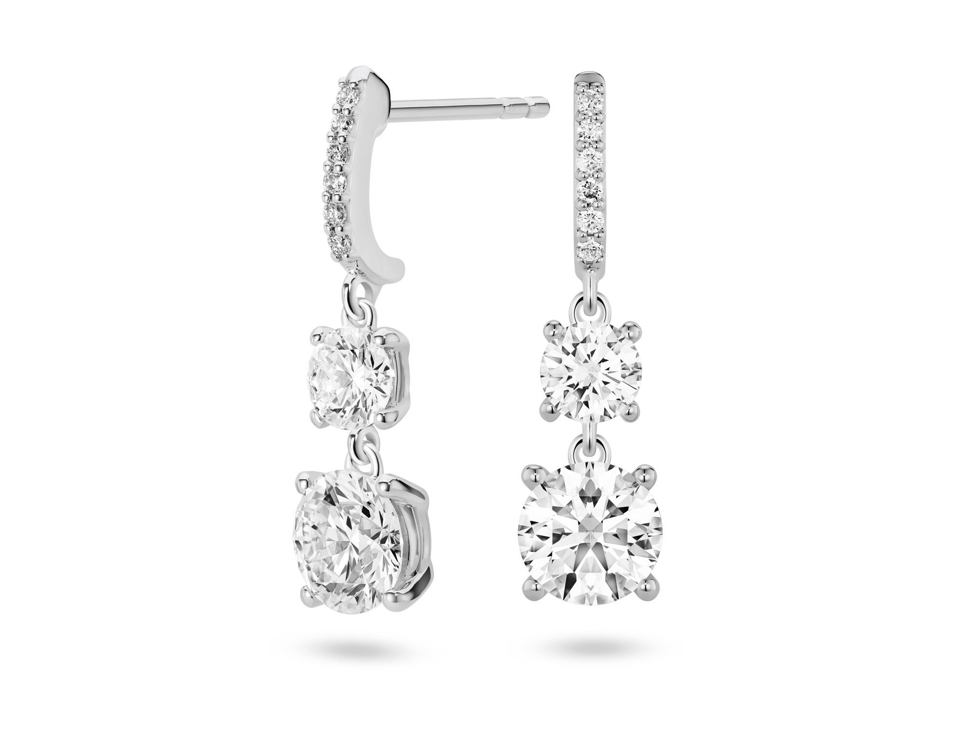 Lab-Grown Diamond 2ct. tw. Round Brilliant Double Drop Earrings | White