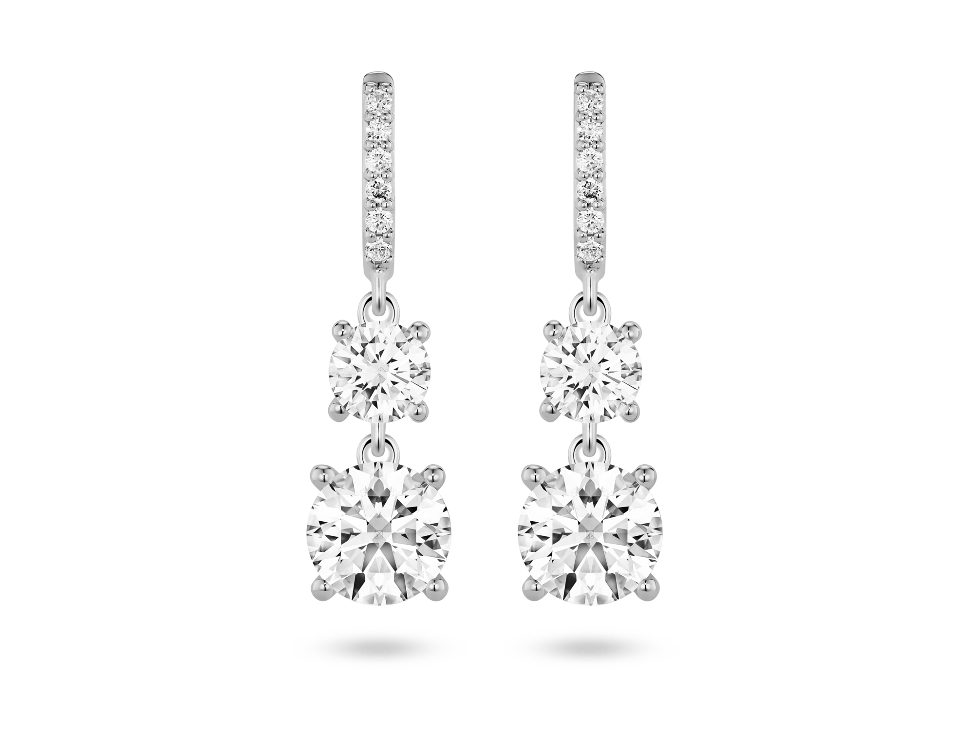 Lab-Grown Diamond 2ct. tw. Round Brilliant Double Drop Earrings | White - Image 5