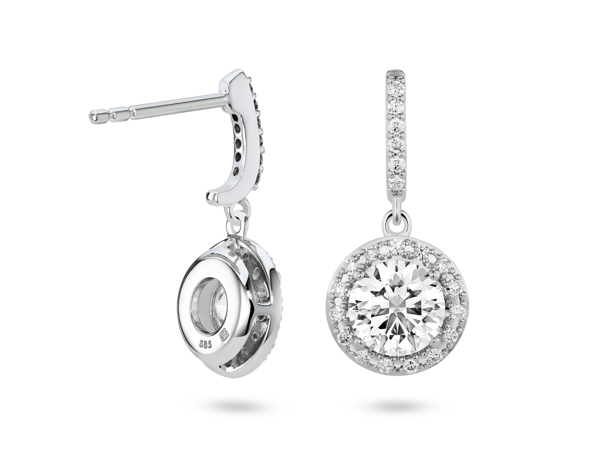 Lab-Grown Diamond 2ct. tw. Halo Drop Earrings | White - Image 2