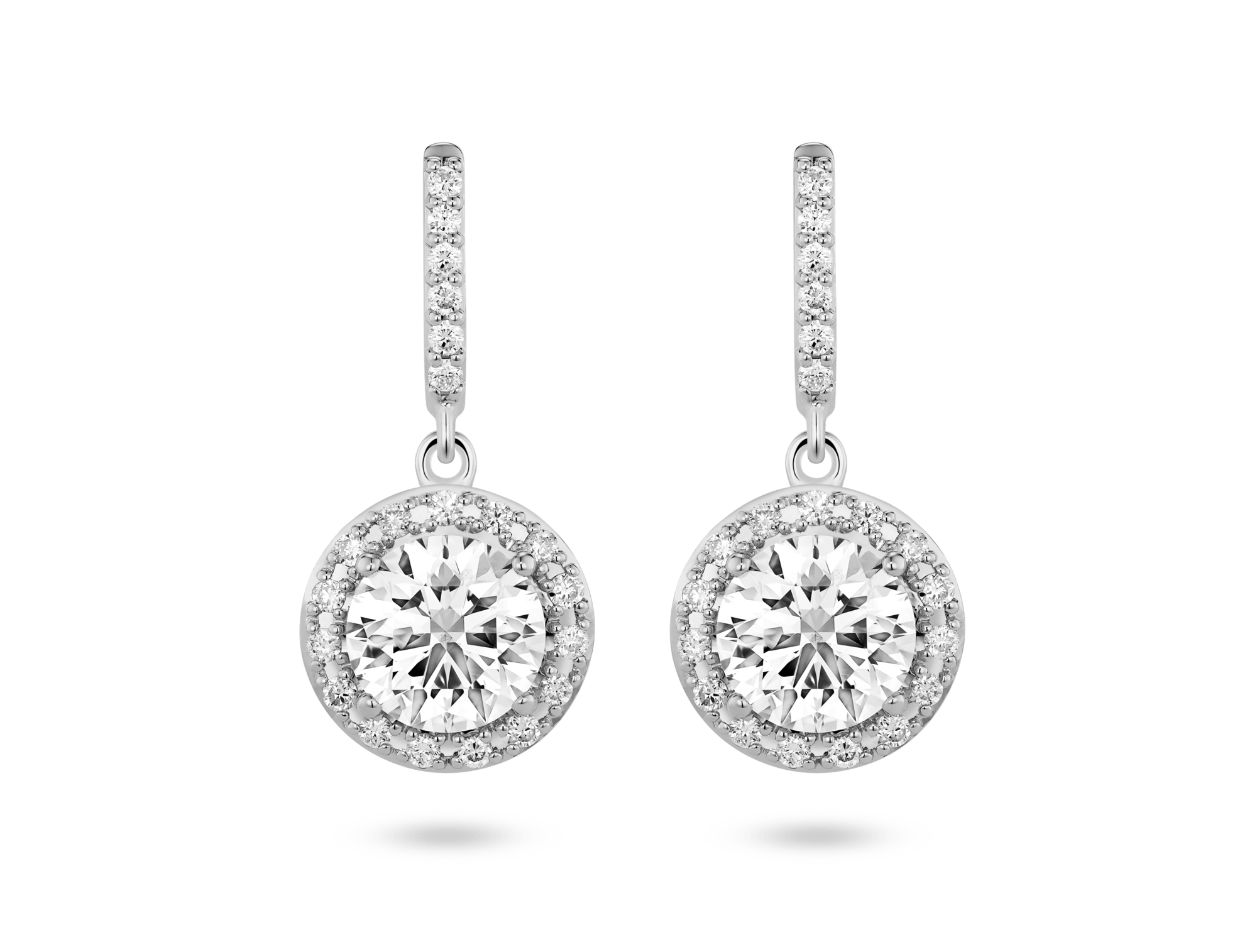 Lab-Grown Diamond 2ct. tw. Halo Drop Earrings | White - Image 5