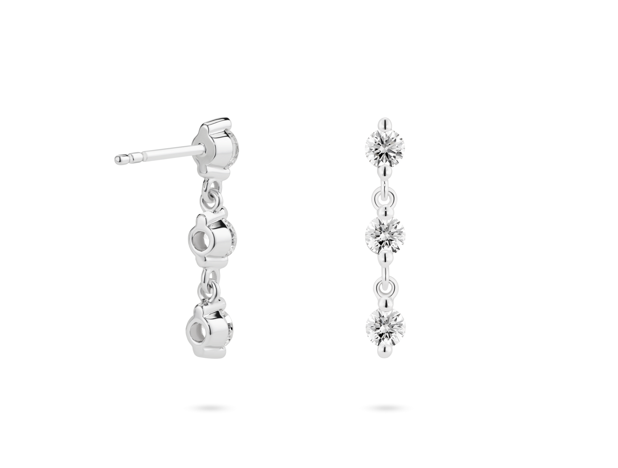 Lab-Grown Diamond ⁸⁄₉ct. tw Round Brilliant Line Drop Earrings | White - Image 3