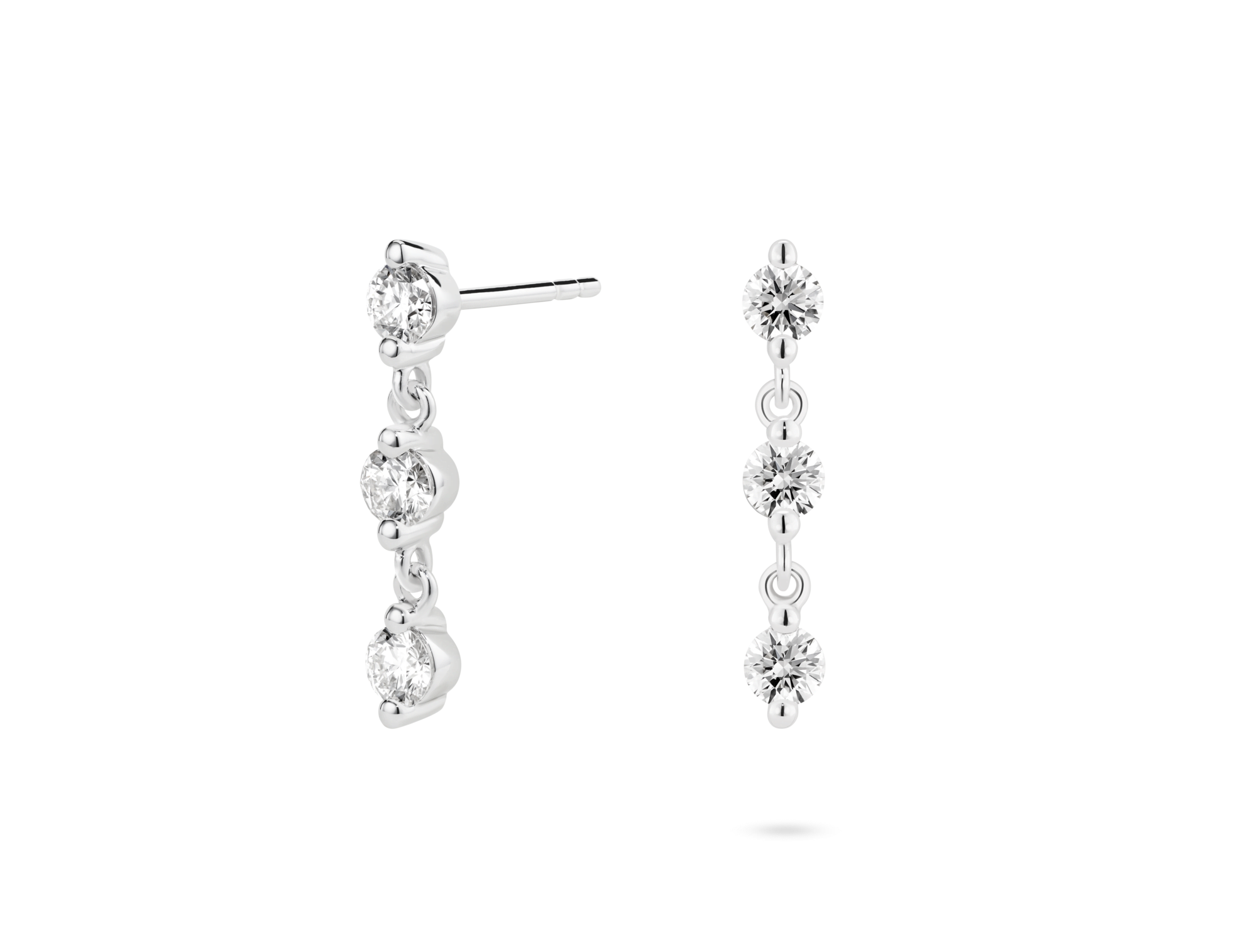 Lab-Grown Diamond ⁸⁄₉ct. tw Round Brilliant Line Drop Earrings | White - Image 2