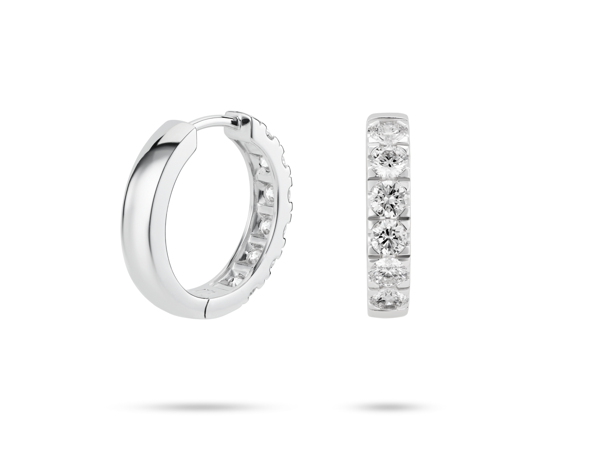 Lab-Grown Diamond 1⅕ct. tw. Round Brilliant Pavé Huggie Hoops | White - Image 3