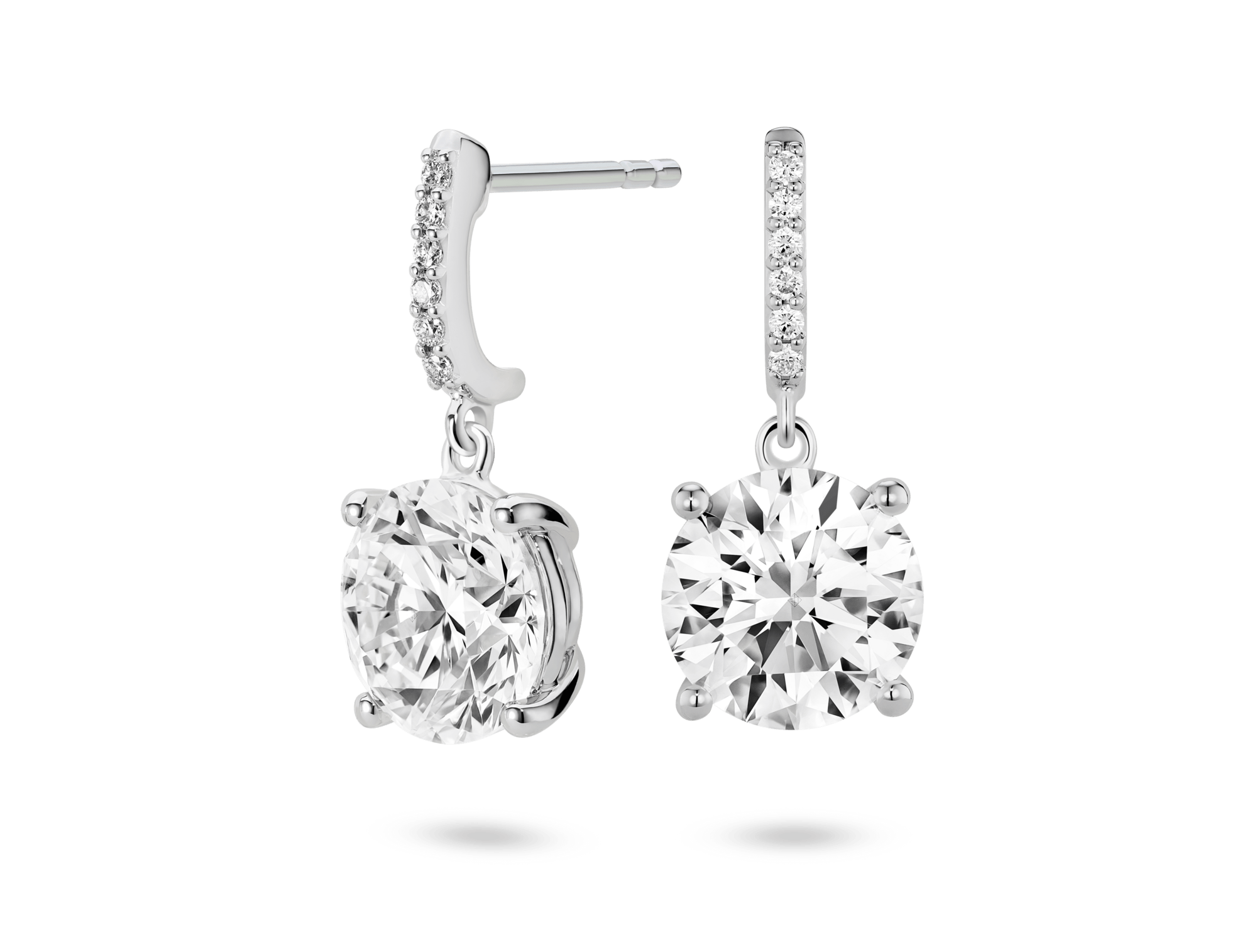 Lab-Grown Diamond 4ct. tw. Round Brilliant Solitaire Drop Earrings | White - Image 2