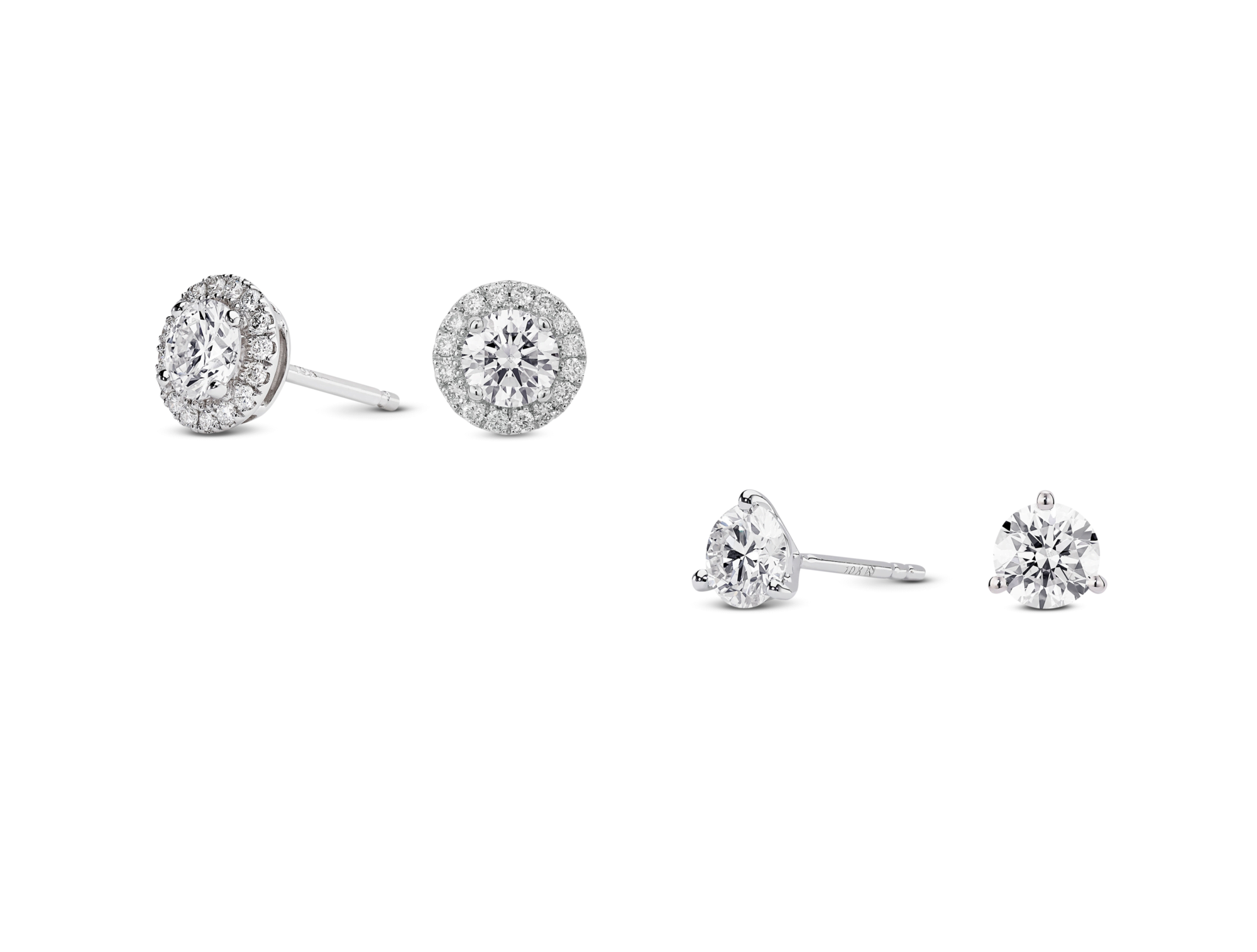 Lab-Grown Diamond 2ct. tw. Round Brilliant and Halo Studs Set | White - Image 3
