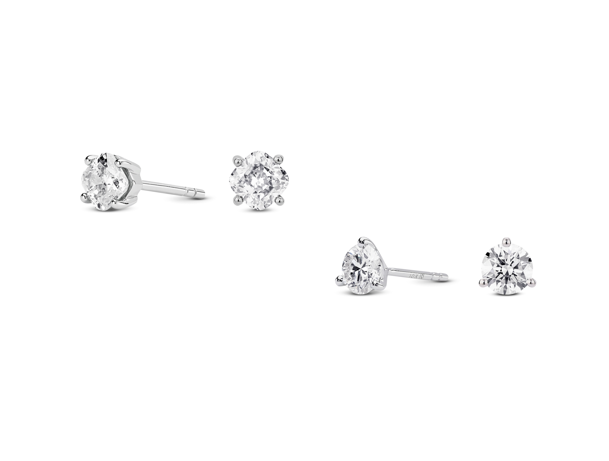 Lab-Grown Diamond 2ct. tw. Round Brilliant and Cushion Studs Set | White - Image 4