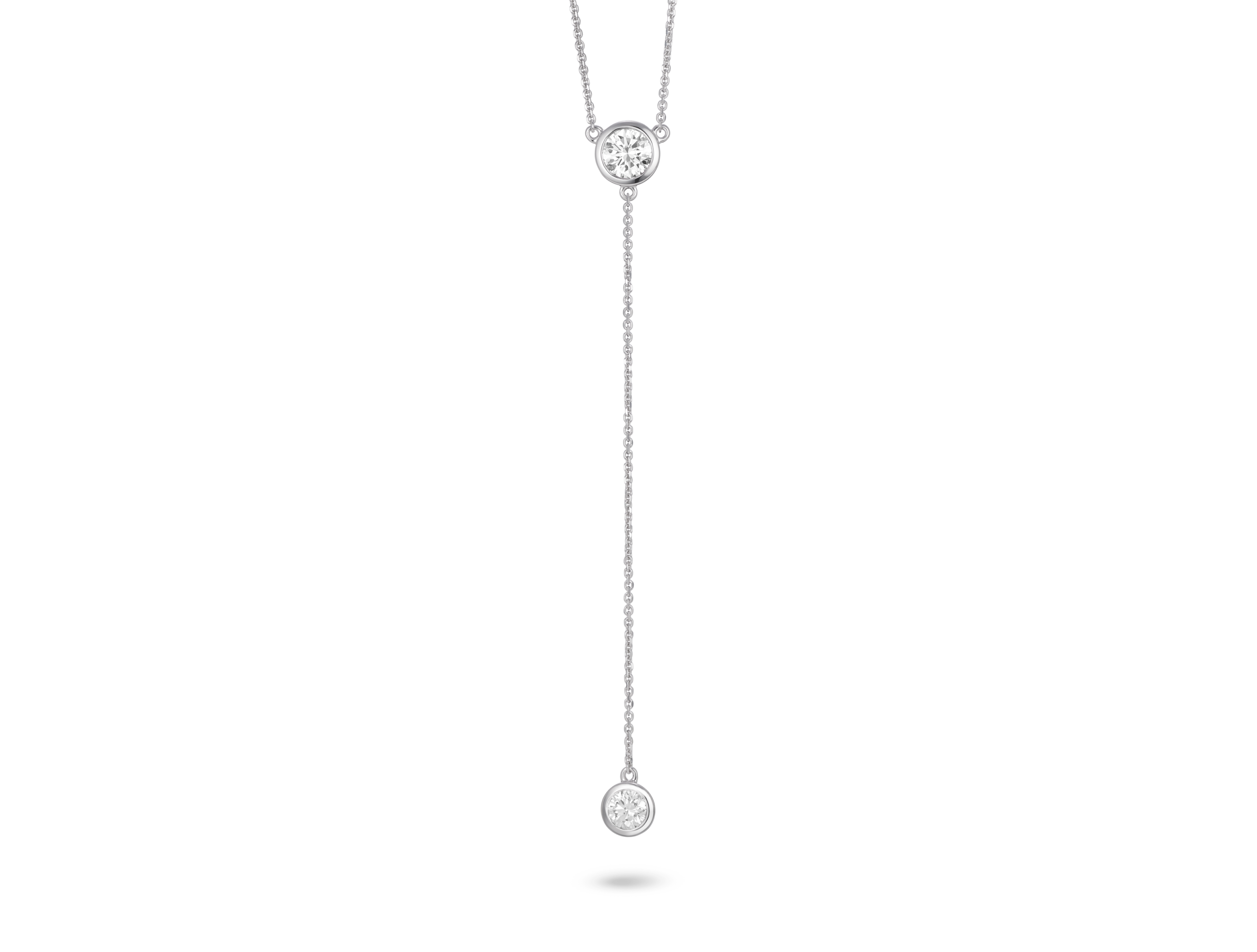 Lab-Grown Diamond ¾ct. tw. Round Brilliant Bezel Lariat Pendant | White