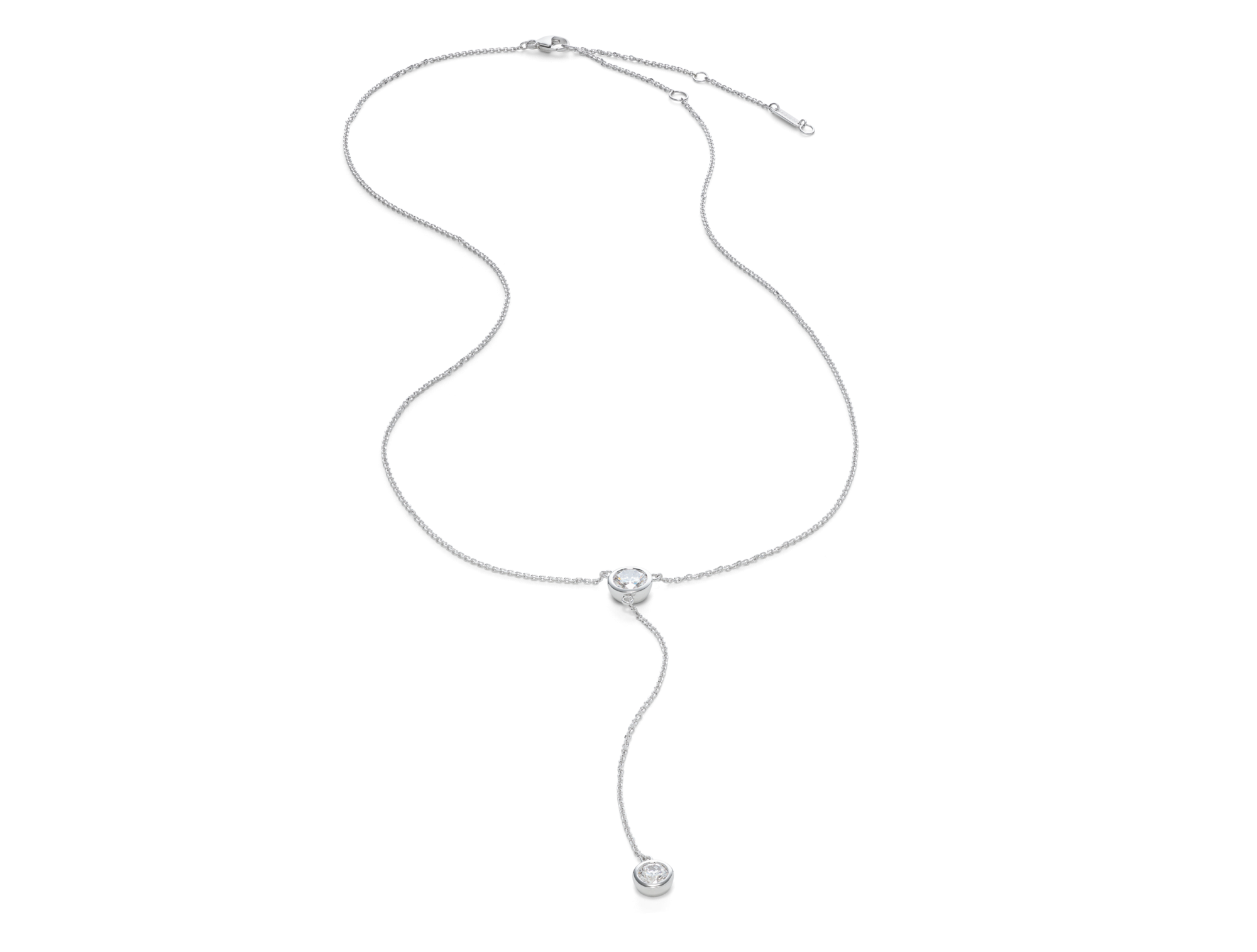 Lab-Grown Diamond ¾ct. tw. Round Brilliant Bezel Lariat Pendant | White - Image 4