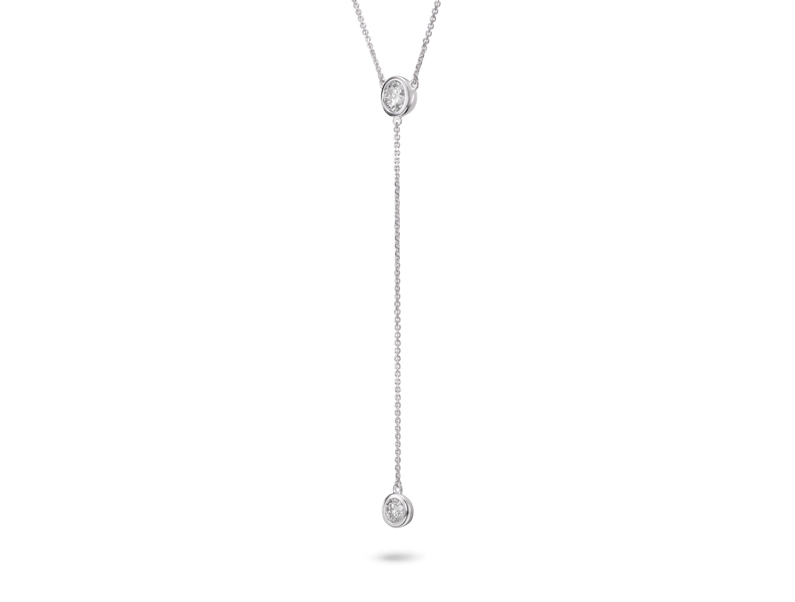 Lab-Grown Diamond ¾ct. tw. Round Brilliant Bezel Lariat Pendant | White - Image 3