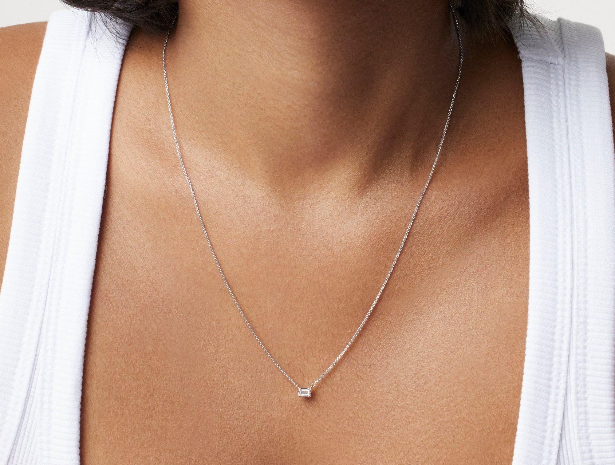 Lab-Grown Diamond ¼ct. Mini Baguette Pendant | White - Image 9