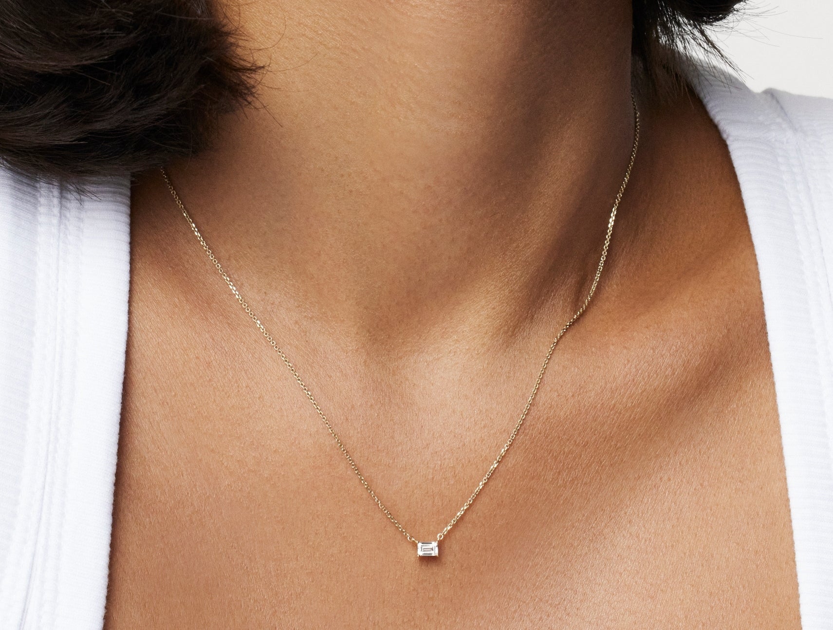 Lab-Grown Diamond ¼ct. Mini Baguette Pendant | White - Image 4