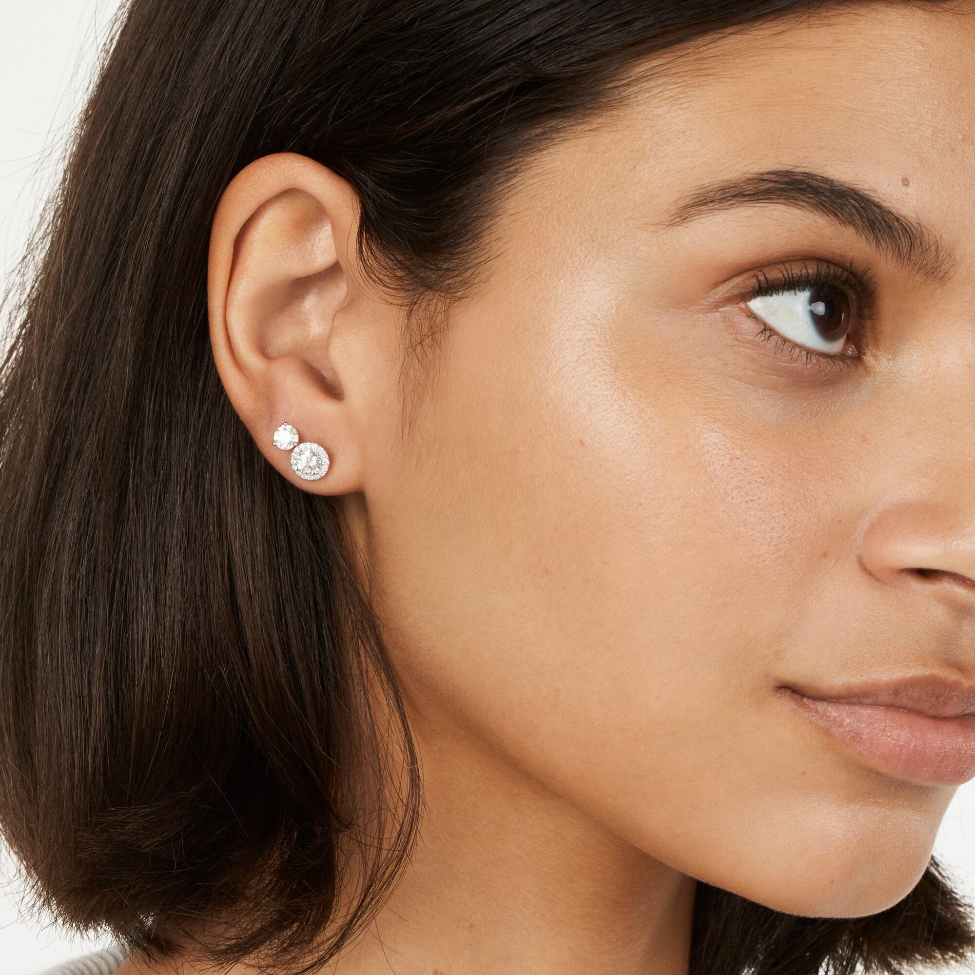 Lab-Grown Diamond 2ct. tw. Round Brilliant and Halo Studs Set | White - Image 4