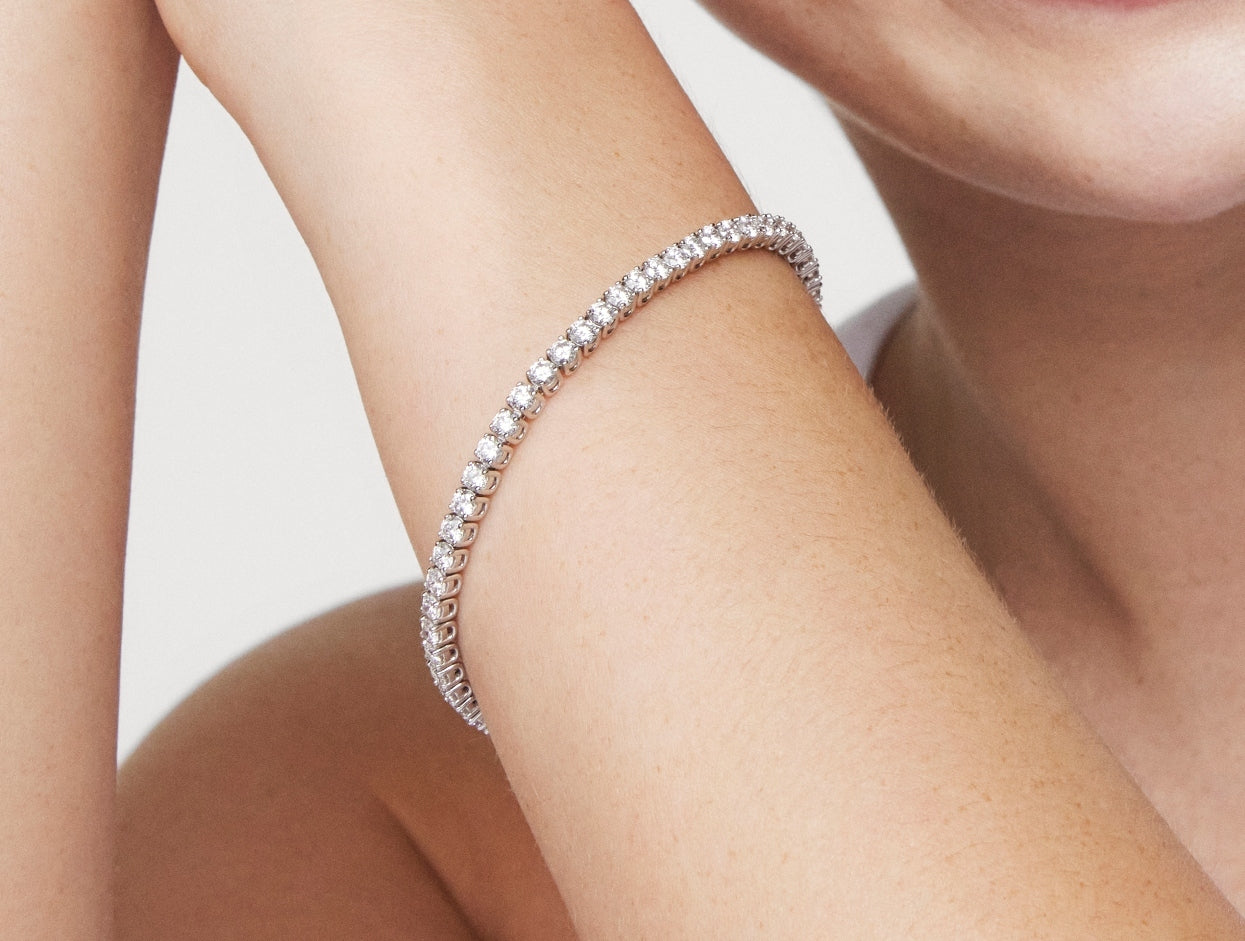 Lab-Grown Diamond Small Tennis Bracelet - G/H color, 7" length | White - Image 7