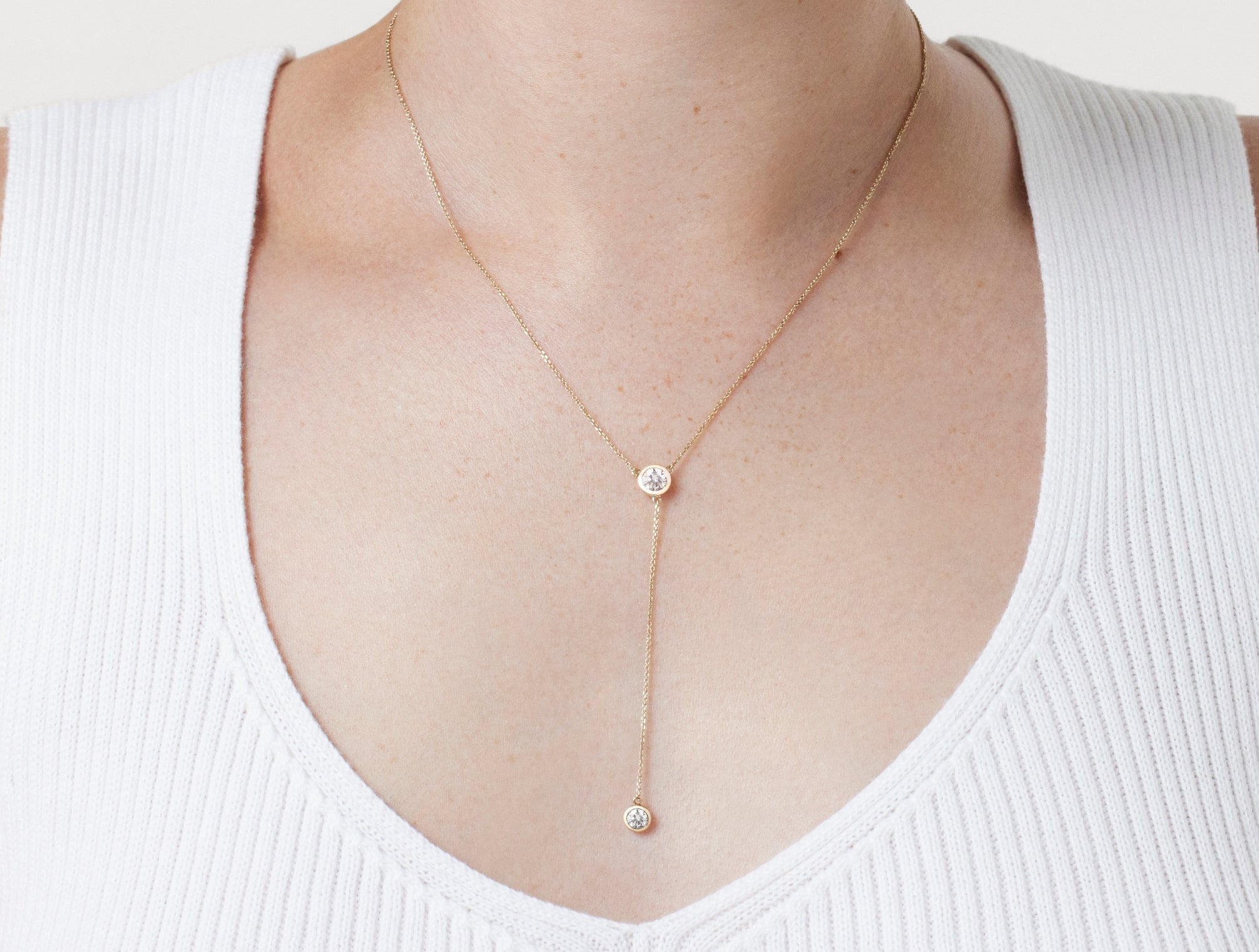 Lab-Grown Diamond ¾ct. tw. Round Brilliant Bezel Lariat Pendant | White - Image 6
