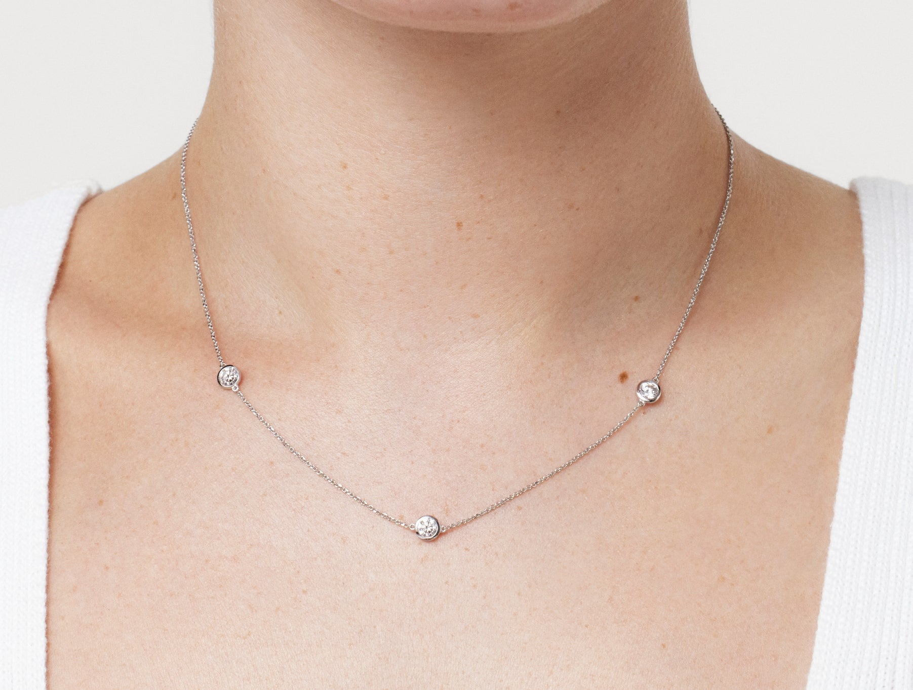 Lab-Grown Diamond ¾ct. tw. Round Brilliant Bezel Station Pendant | White - Image 5