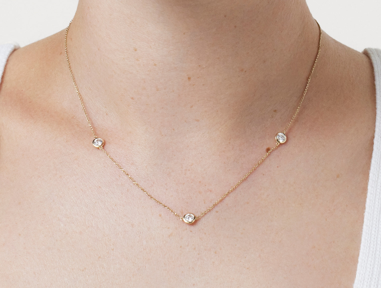 Lab-Grown Diamond ¾ct. tw. Round Brilliant Bezel Station Pendant | White - Image 9