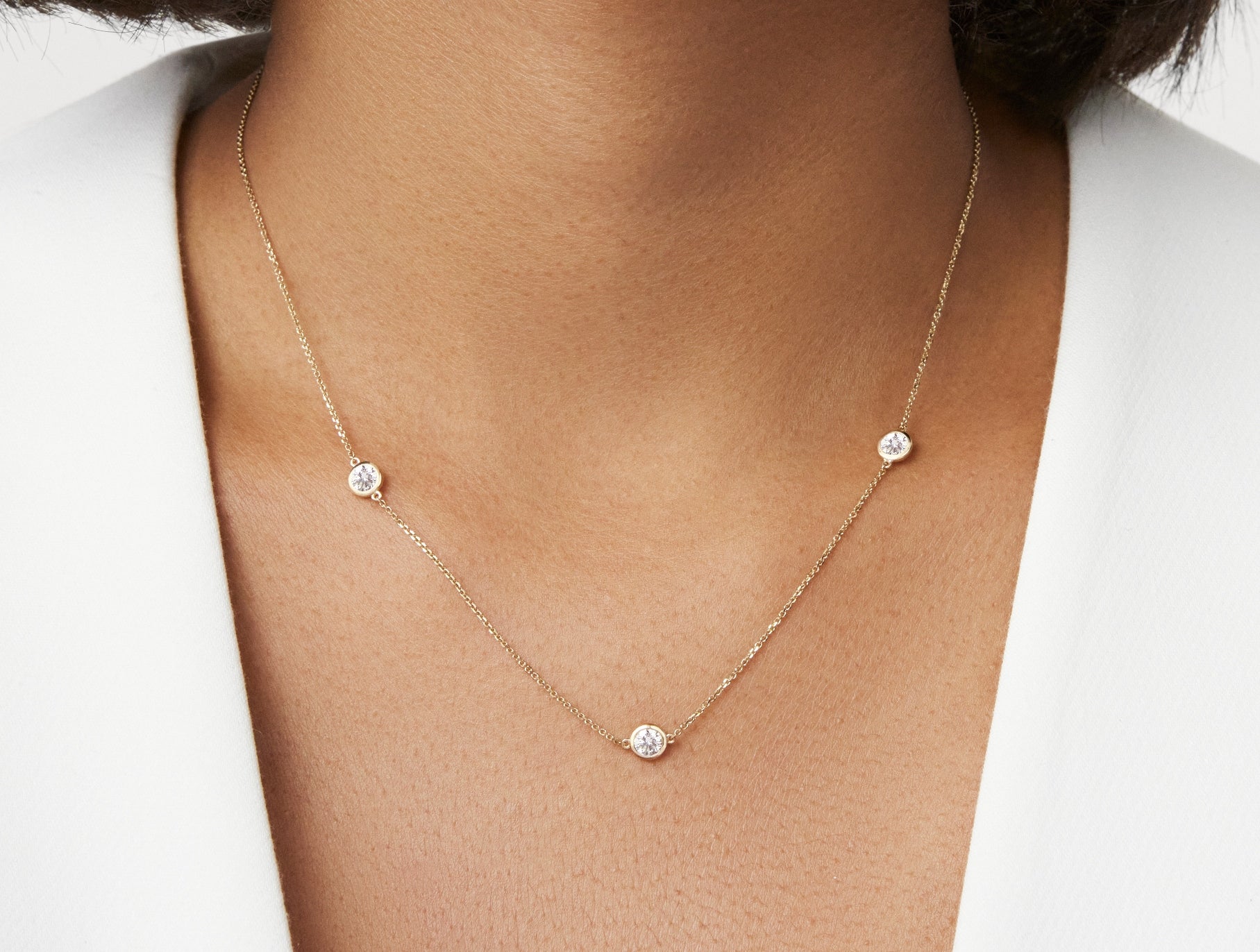 Lab-Grown Diamond ¾ct. tw. Round Brilliant Bezel Station Pendant | White - Image 6
