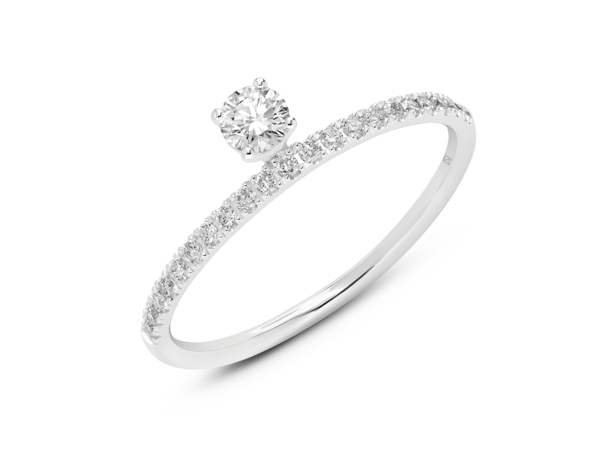 Lab-Grown Diamond ¼ct. tw. Floating Stone Pavé Stacking Ring | White - Image 5