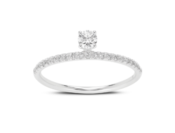 Lab-Grown Diamond ¼ct. tw. Floating Stone Pavé Stacking Ring | White