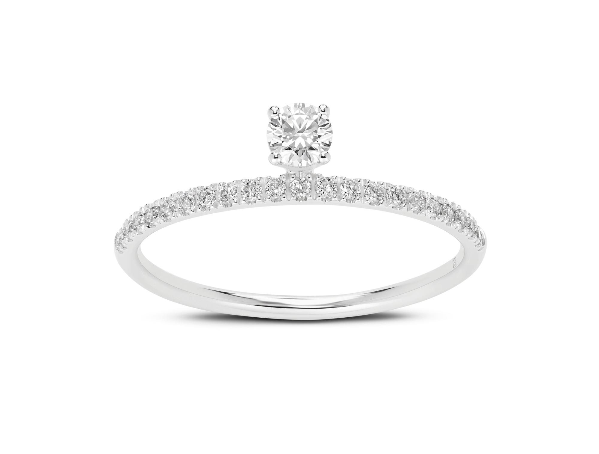 Lab-Grown Diamond ¼ct. tw. Floating Stone Pavé Stacking Ring | White