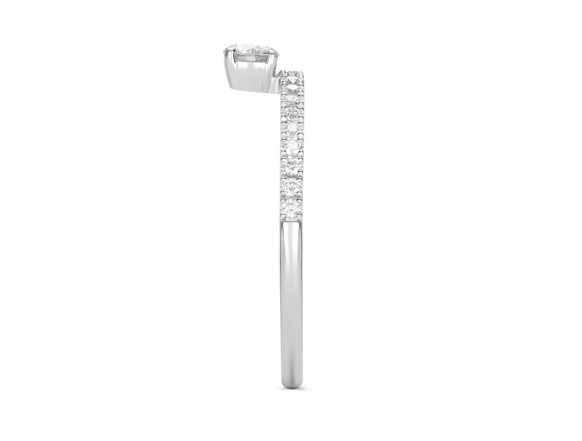 Lab-Grown Diamond ¼ct. tw. Floating Stone Pavé Stacking Ring | White - Image 6