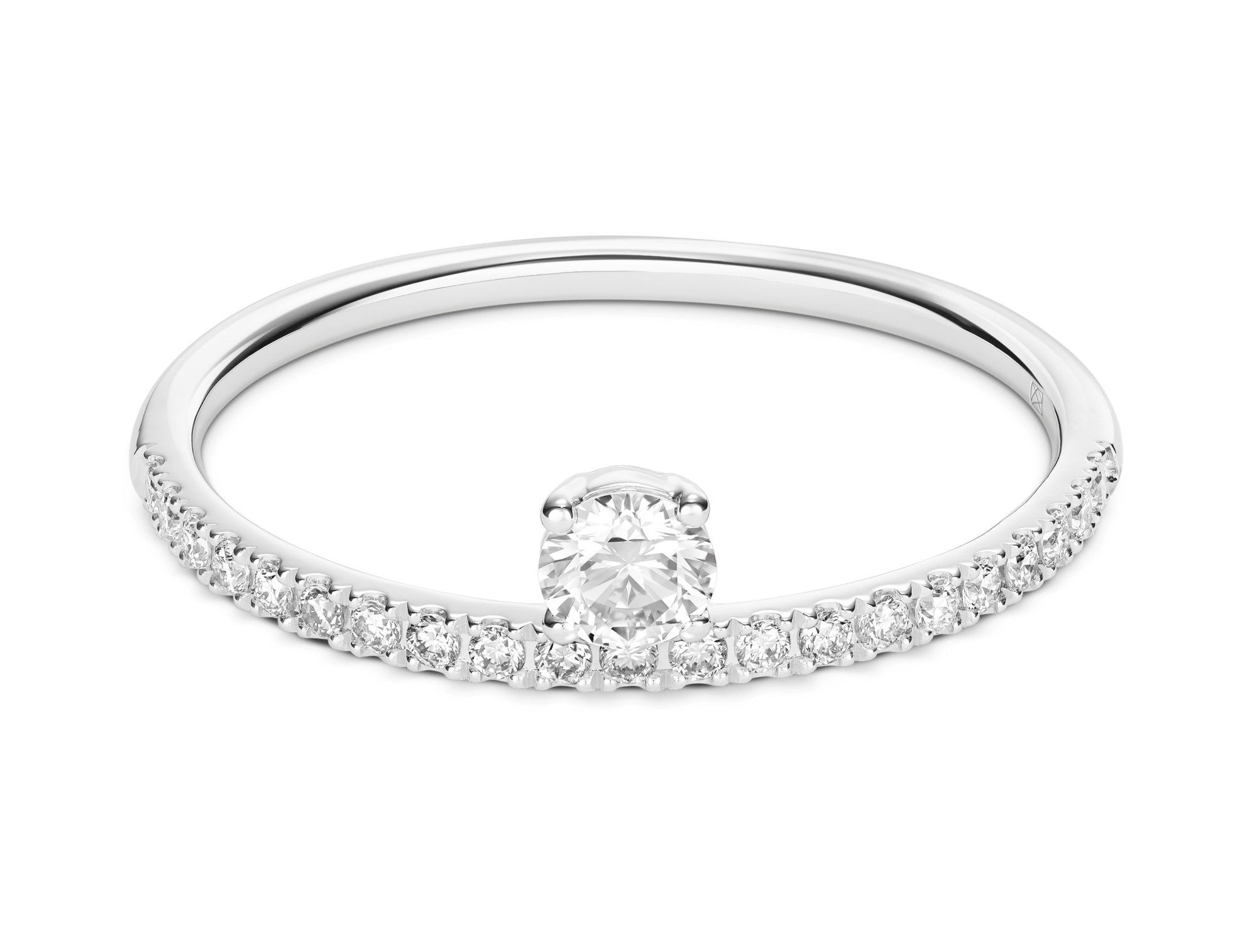 Lab-Grown Diamond ¼ct. tw. Floating Stone Pavé Stacking Ring | White - Image 2