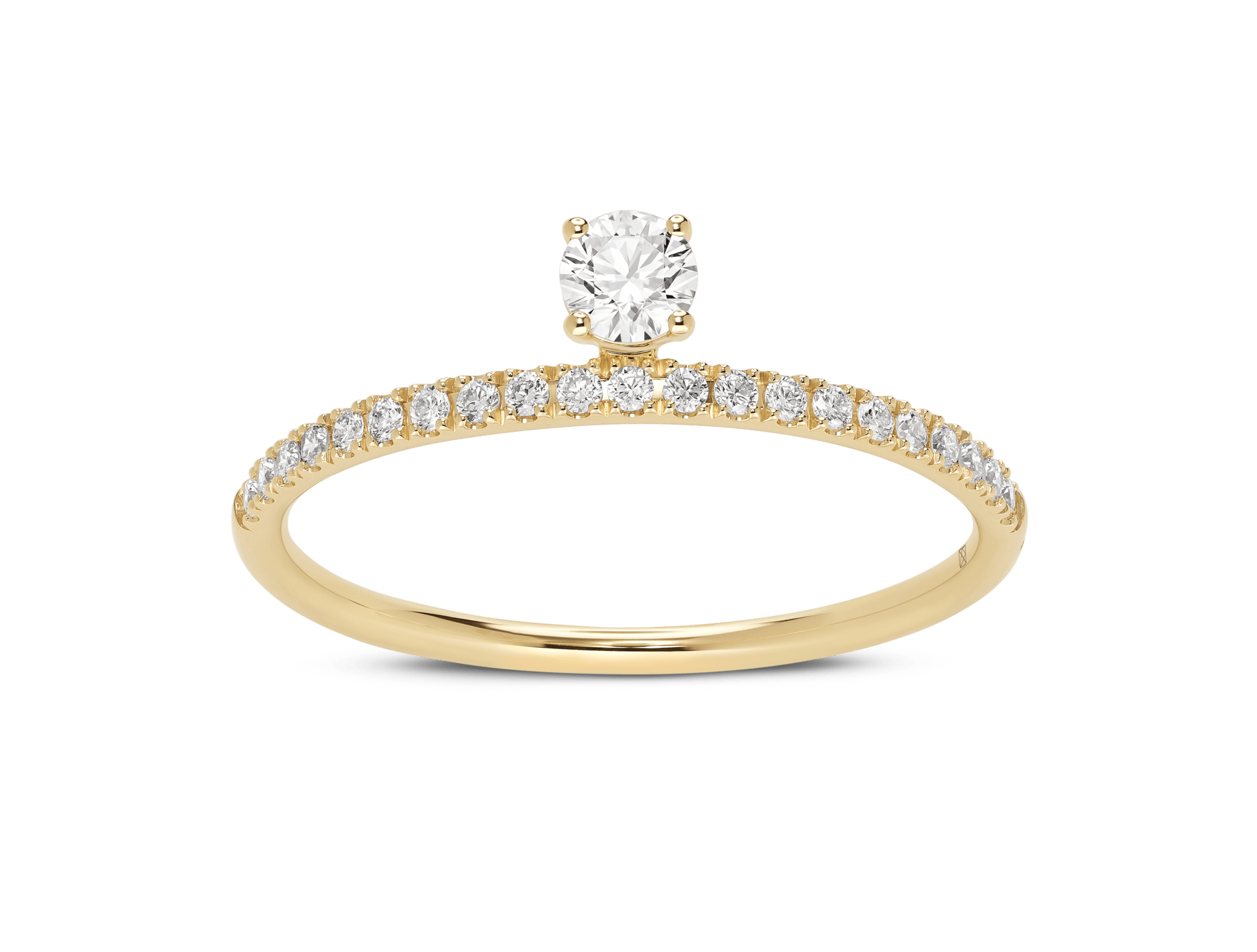 Lab-Grown Diamond ¼ct. tw. Floating Stone Pavé Stacking Ring | White - Image 7
