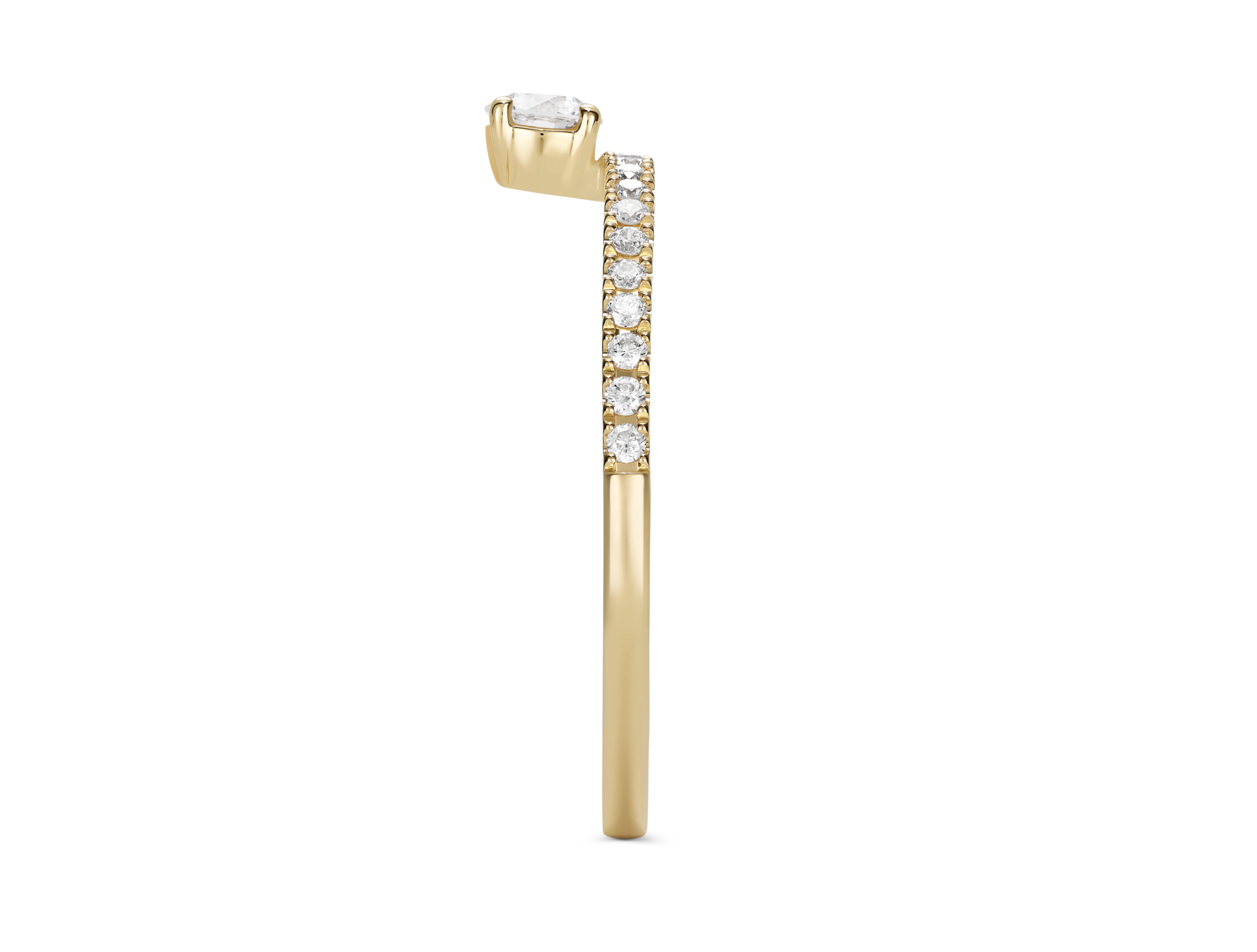Lab-Grown Diamond ¼ct. tw. Floating Stone Pavé Stacking Ring | White - Image 4