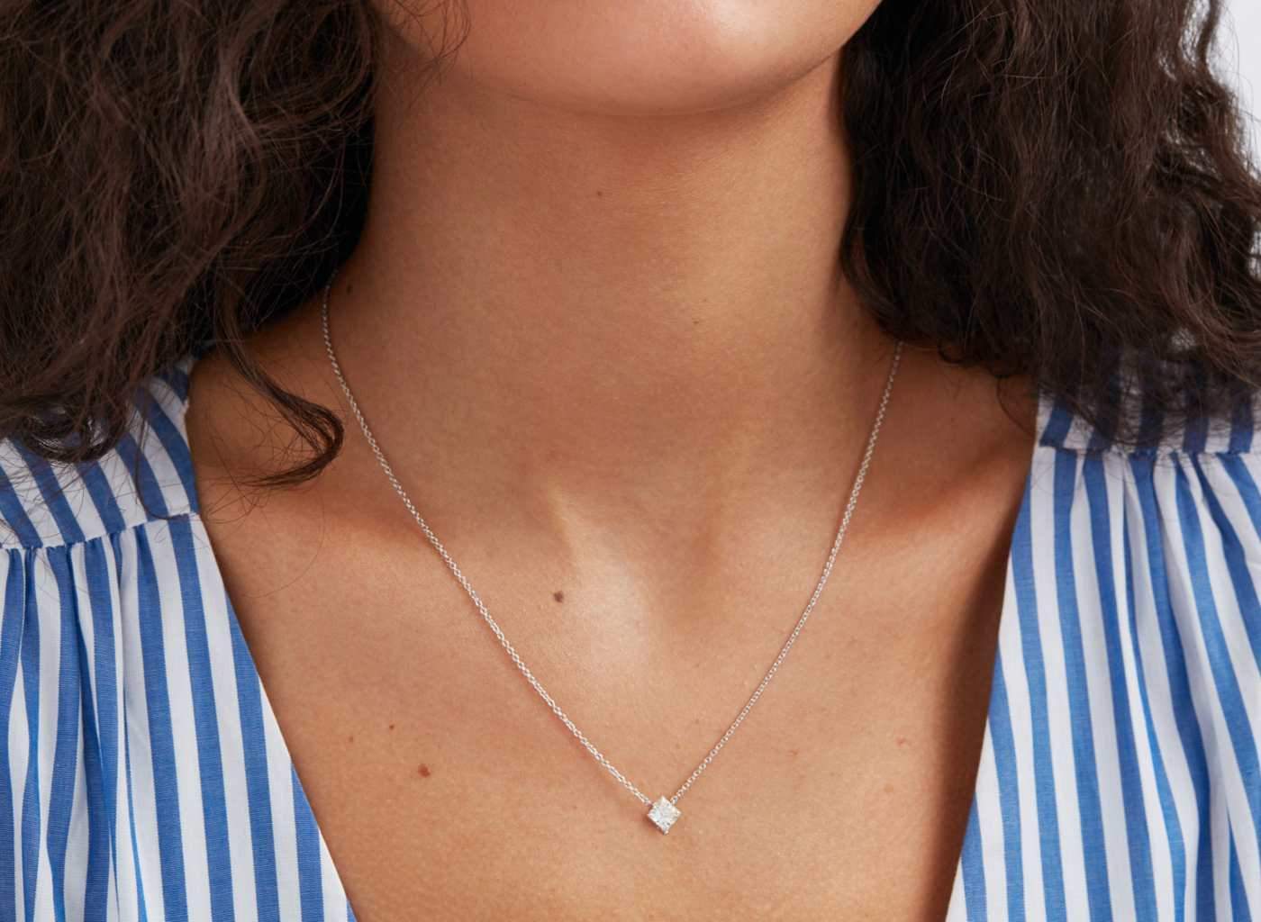 Lab-Grown Diamond 1⅛ct. Princess Cut 14k Gold Pendant | White - Image 3